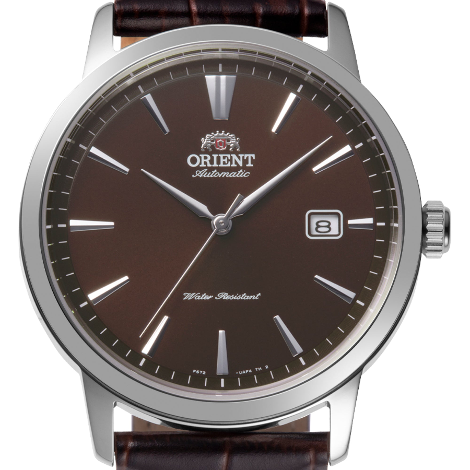 Orient Bambino Classic European Exclusive Automatic Brown Dial Leather Strap Men's Dress Watch RA-AC0F17Y30B