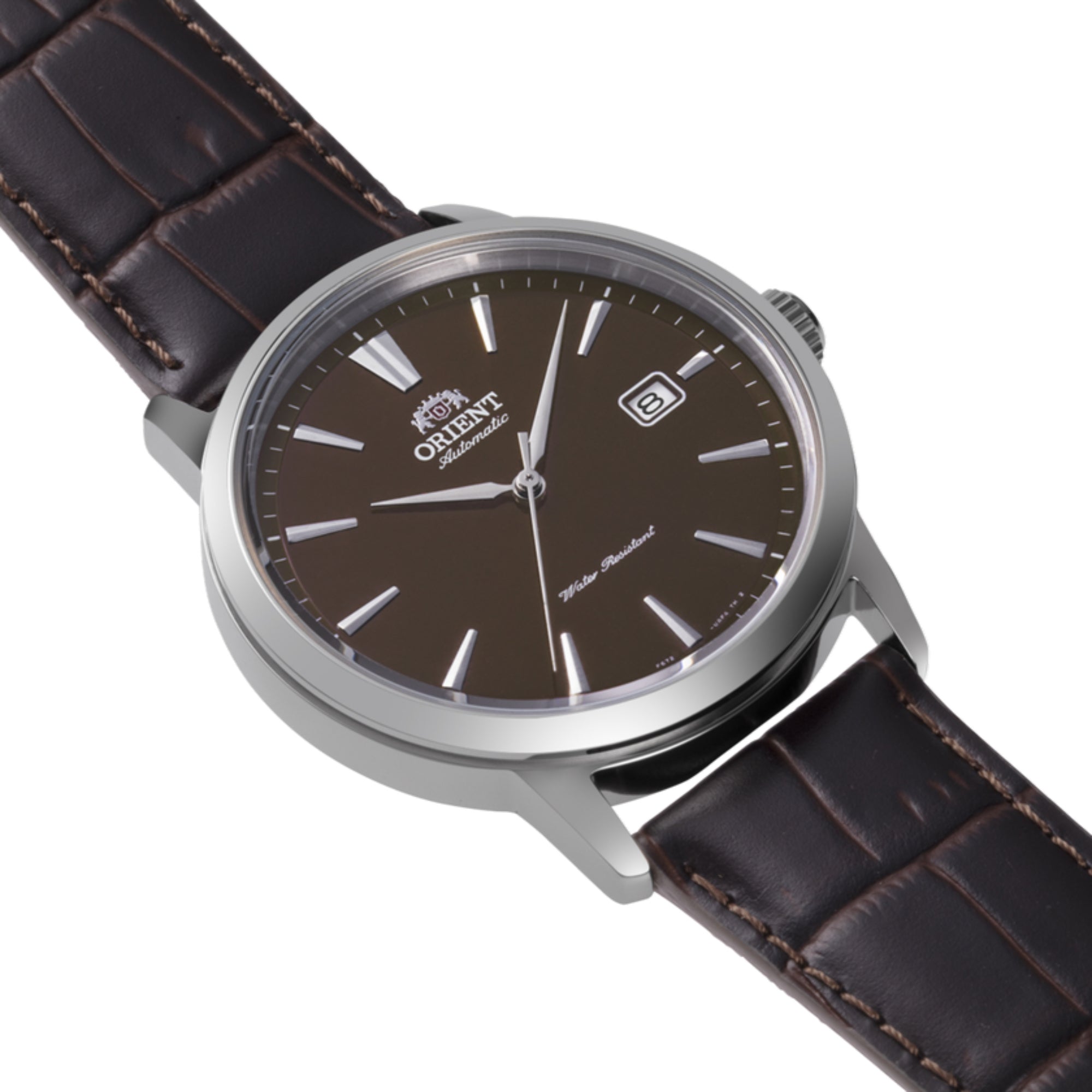 Orient Bambino Classic European Exclusive Automatic Brown Dial Leather Strap Men's Dress Watch RA-AC0F17Y30B