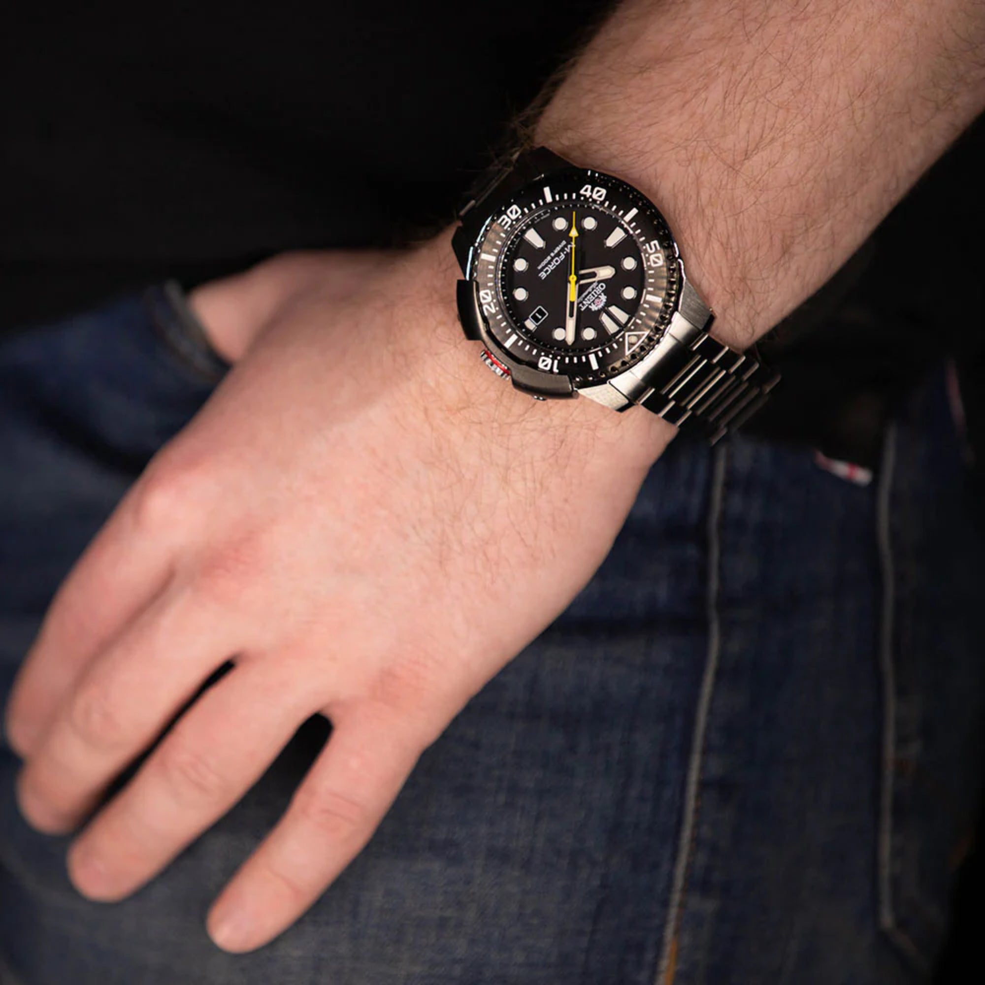 Orient M-Force 70th Anniversary Japan-Made Automatic Black Dial Diver's Watch RA-AC0L01B00B