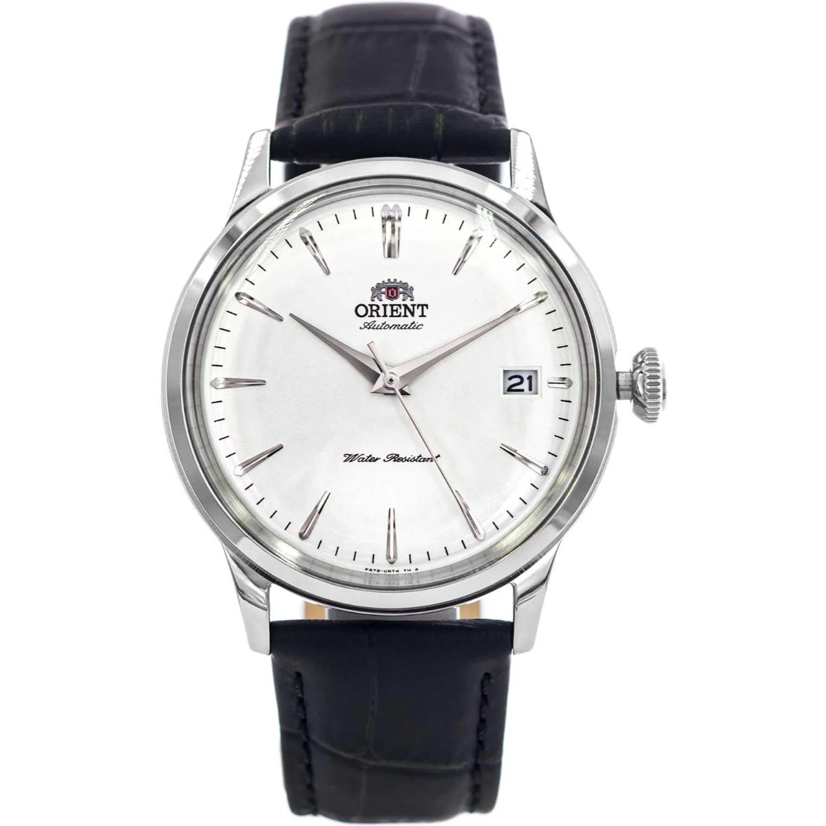 Orient Bambino Mechanical White Dial Black Leather Strap Unisex Watch RA-AC0M03S30B