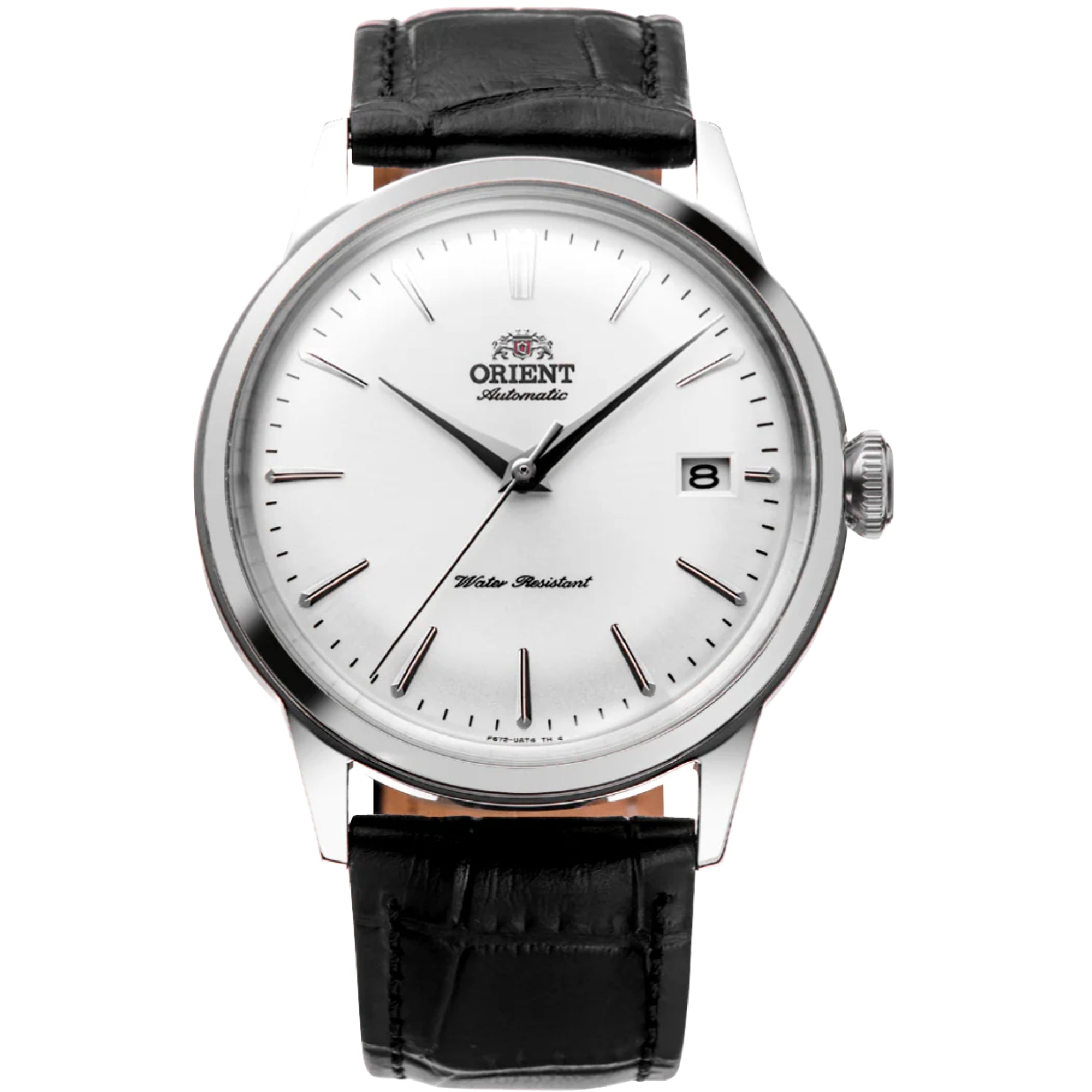 Orient Bambino Mechanical White Dial Black Leather Strap Unisex Watch RA-AC0M03S30B