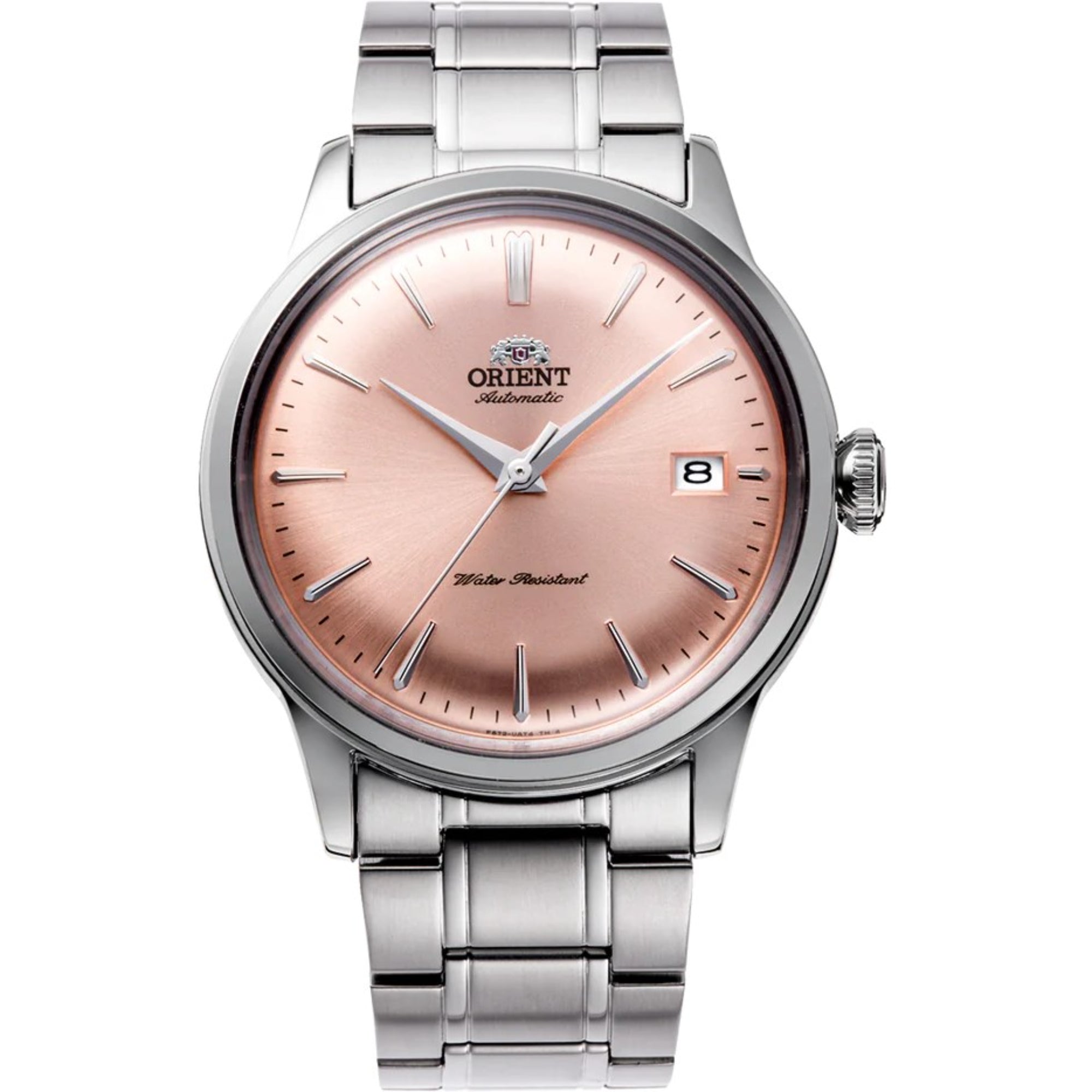 Orient Bambino Classic Vintage Style Pink Dial Steel Strap Unisex Men's Dress Watch RA-AC0M11Y30B