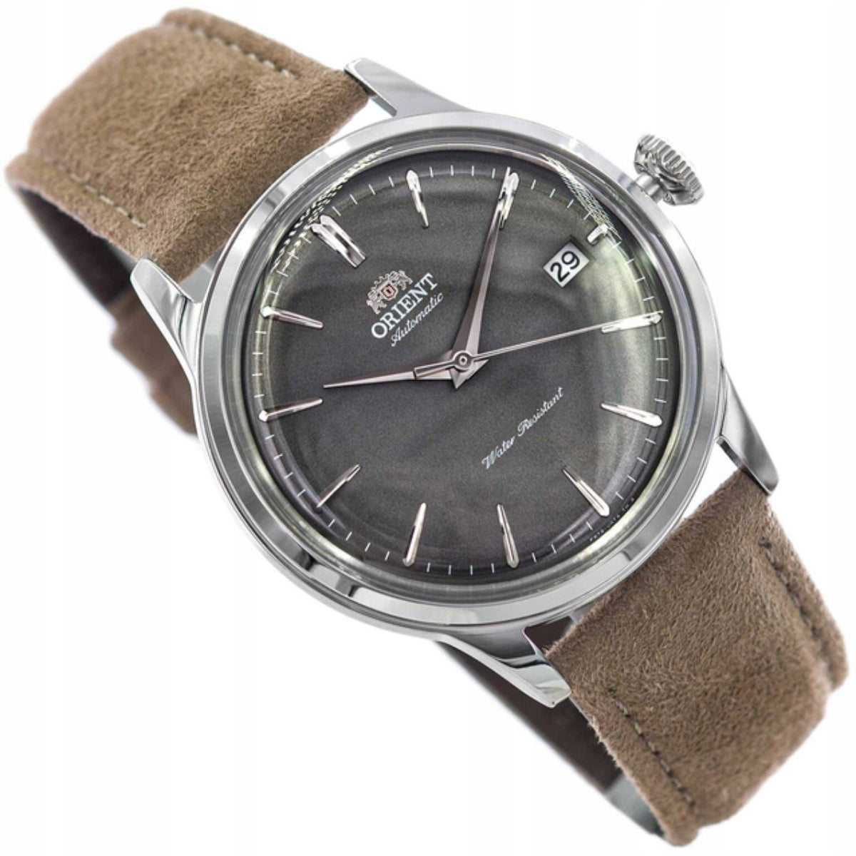 Orient Bambino Classic Vintage Style Automatic Gray Dial Leather Strap Men's Dress Watch RA-AC0M13N30B
