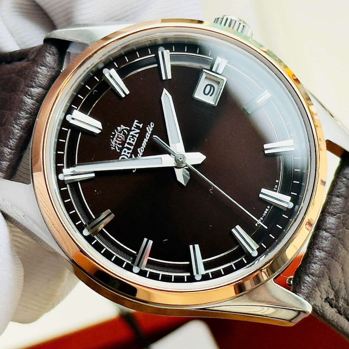 Orient Contemporary Stretto Date Automatic Brown Dial Leather Strap Men's Watch RA-AC0R03Y30B