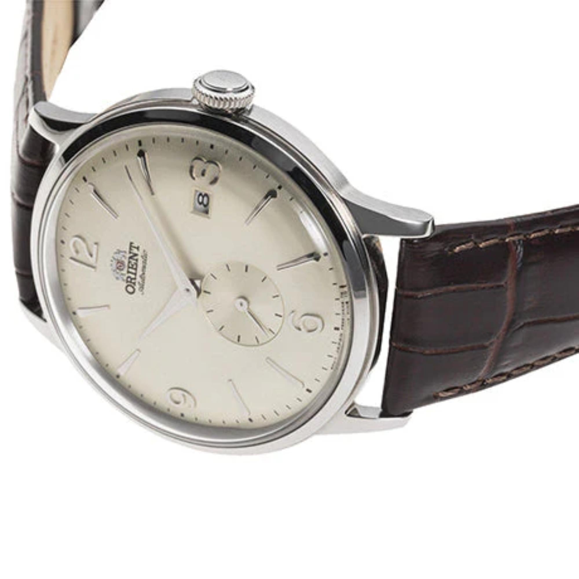 Orient Bambino Classic Vintage Style Small Seconds Mechanical Champagne Dial Leather Strap Men’s Dress Watch RA-AP0003S30B