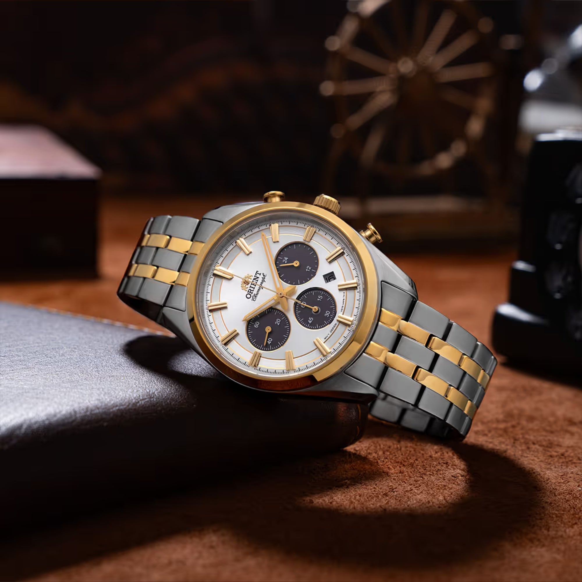 Orient Contemporary Stretto Date Solar Chronograph White Dial Steel Strap Unisex Watch RA-TX0302S10B