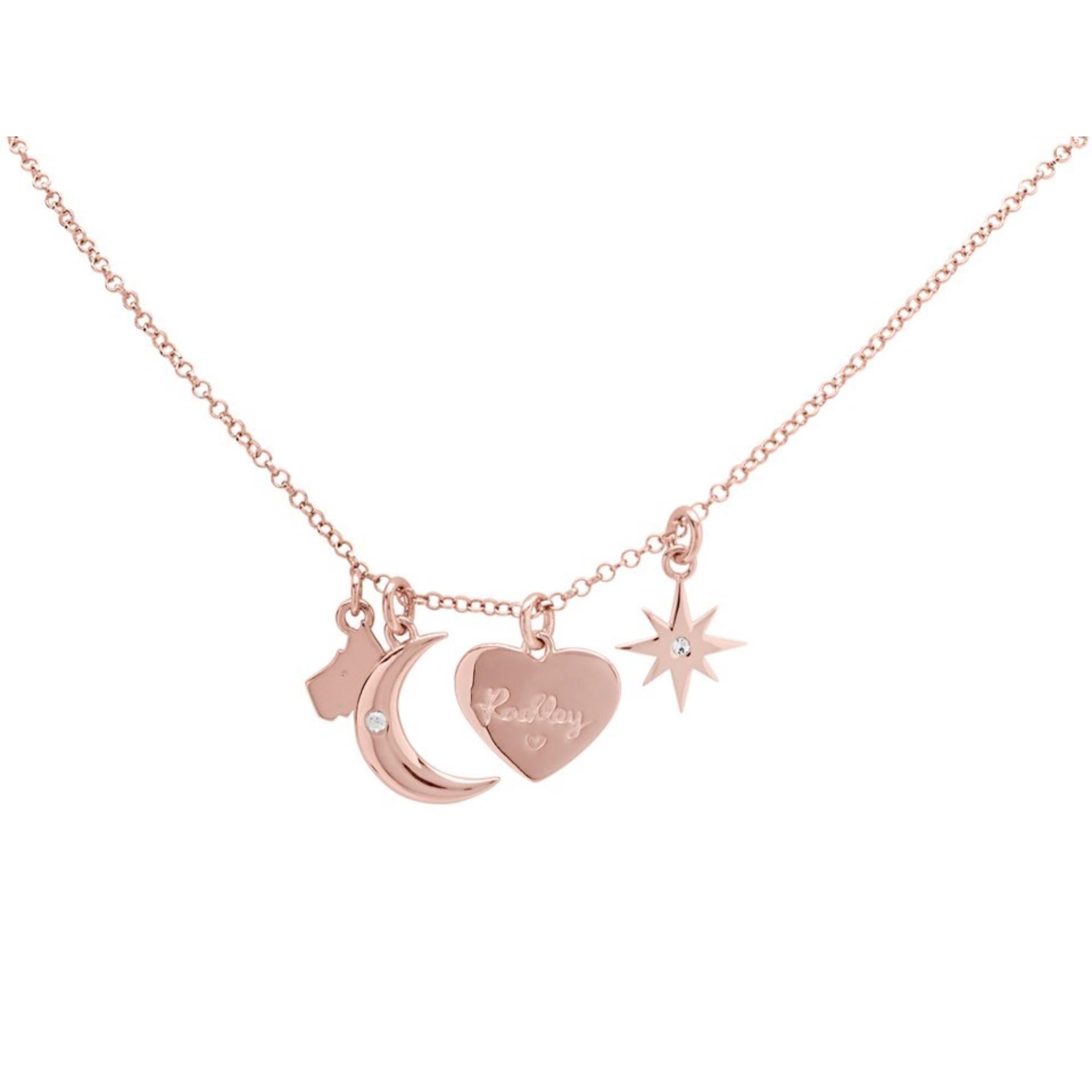 Radley Rose Gold Heart Moon and Star Women's Necklace RYJ2044