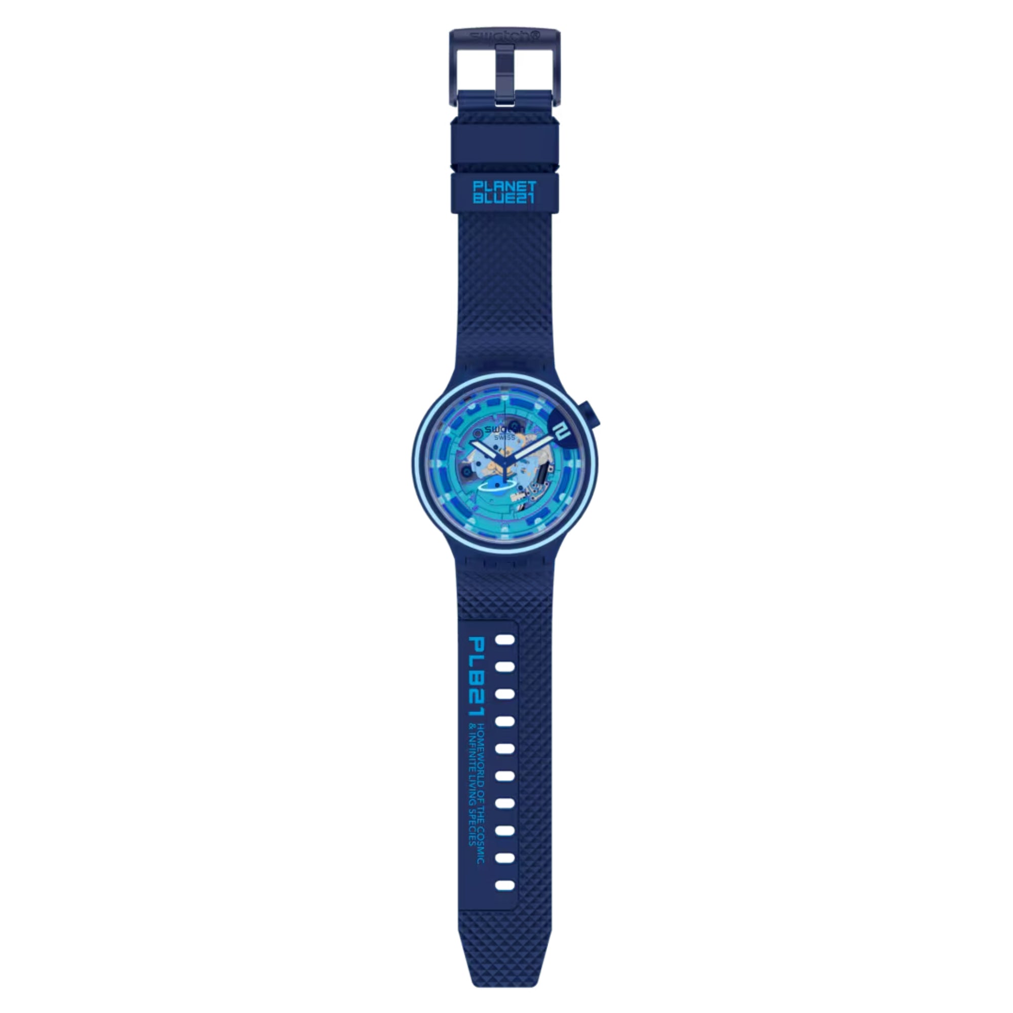 Swatch Big Bold Second Home Transparent Dial Blue Silicone Strap Unisex Watch SB01N101