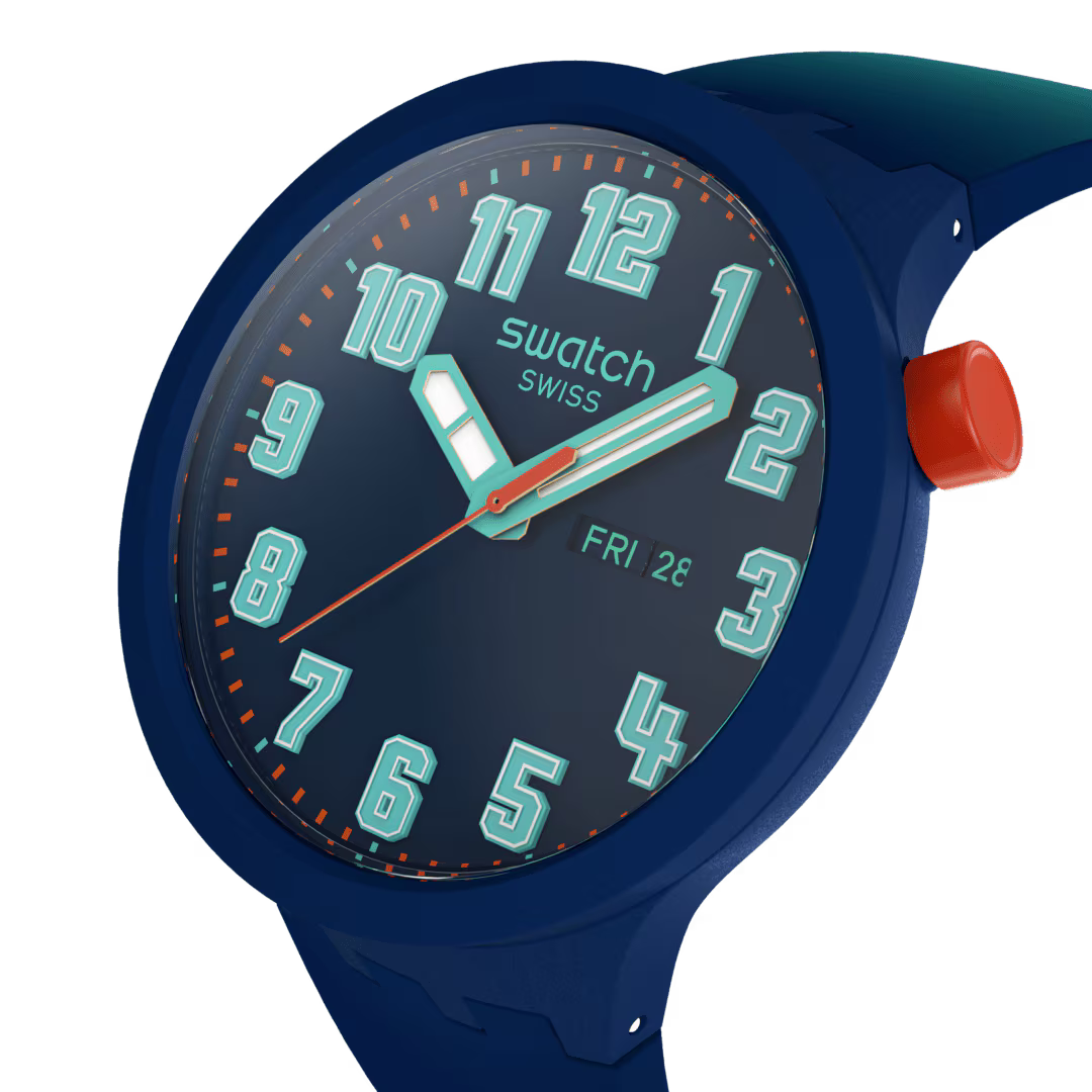 Swatch Essentially Bold Blue Dial Silicone Strap Unisex Watch SB01N700