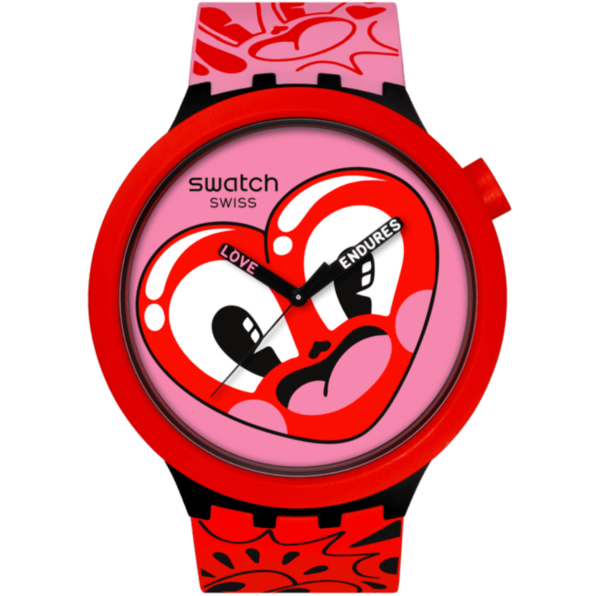 Swatch BIOCERAMIC Hattie’s Quartz Heart Pink Dial Silicone Strap Unisex Watch SB05Z103