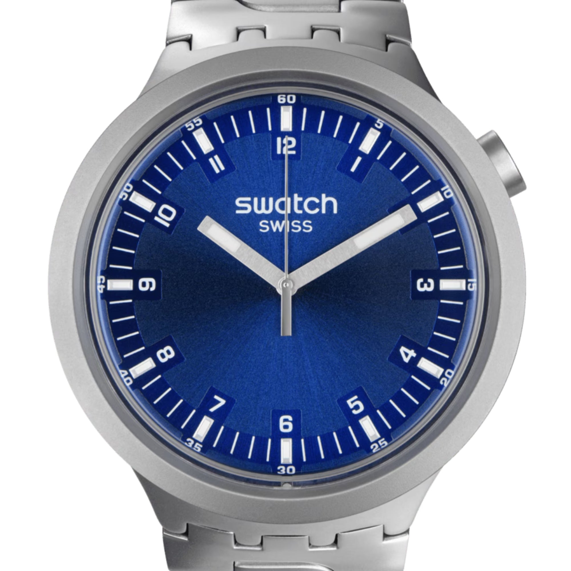 Swatch Big Bold Irony Indigo Hour Quartz Blue Dial Stainless Steel Bracelet Unisex Watch SB07S102G