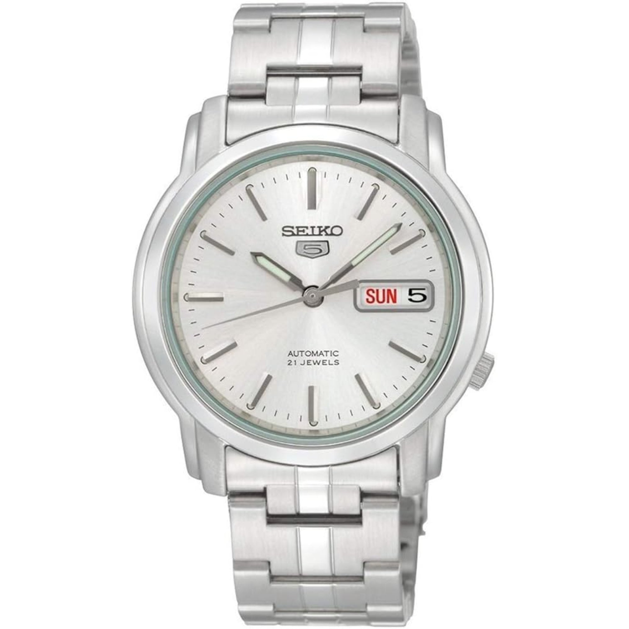 Seiko 5 Automatic Silver Dial Stainless Steel Bracelet Men's Watch SNKK65K1