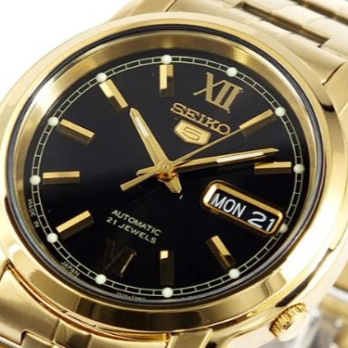 Seiko 5 Automatic Black Dial Stainless Steel Strap Men's Watch SNKK86K1