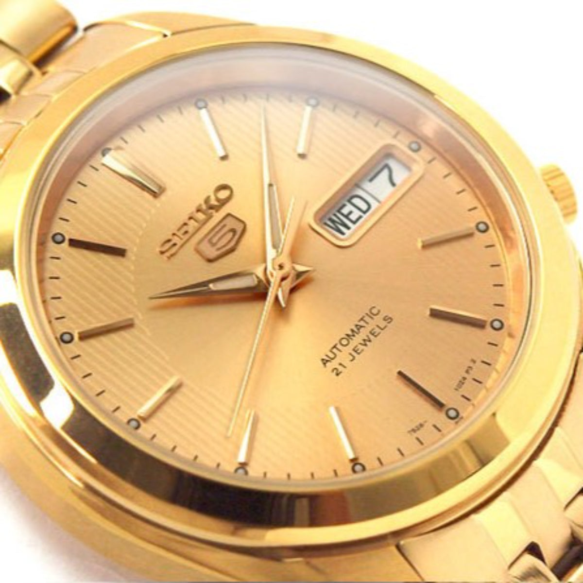 Seiko 5 Automatic Gold Dial Stainless Steel Strap Men's Watch SNKL28K1