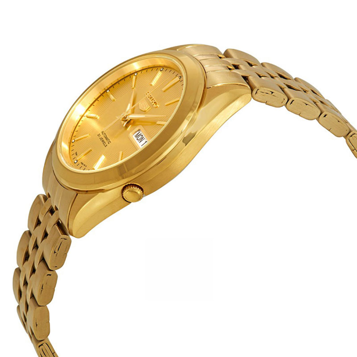 Seiko 5 Automatic Gold Dial Stainless Steel Strap Men's Watch SNKL28K1