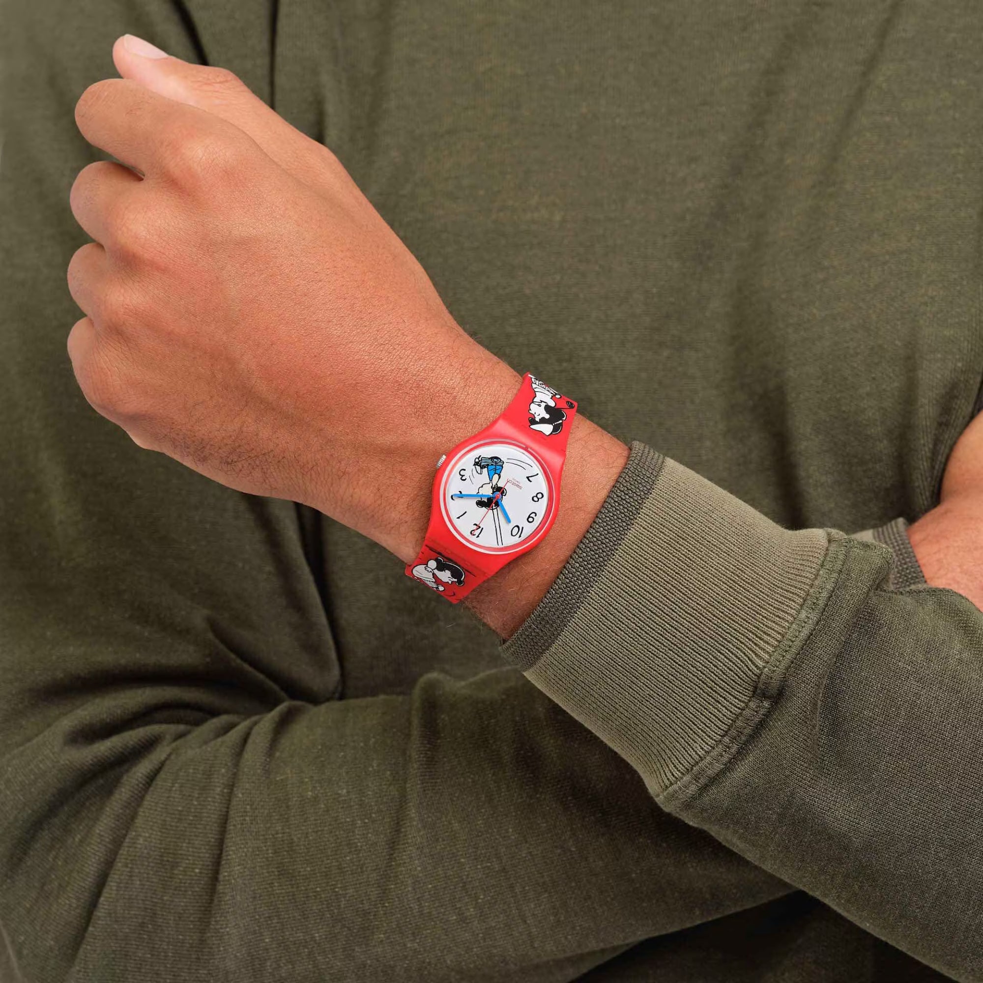 Swatch Peanuts Lucy Klunk! White Dial Red Silicone Strap Watch SO28Z106