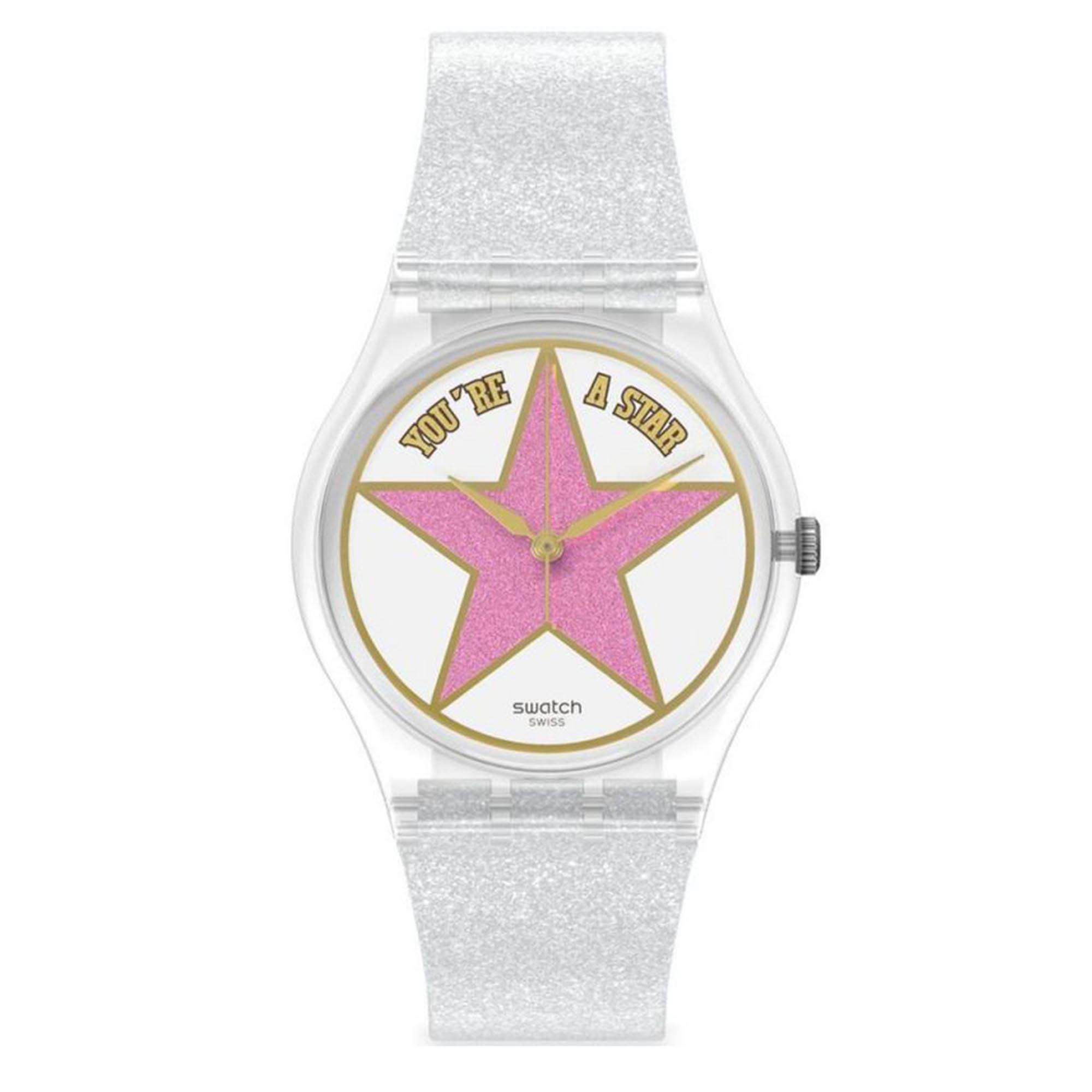 Swatch Star Mom Quartz Pink Dial Silicone Strap Ladies Watch SO28Z108