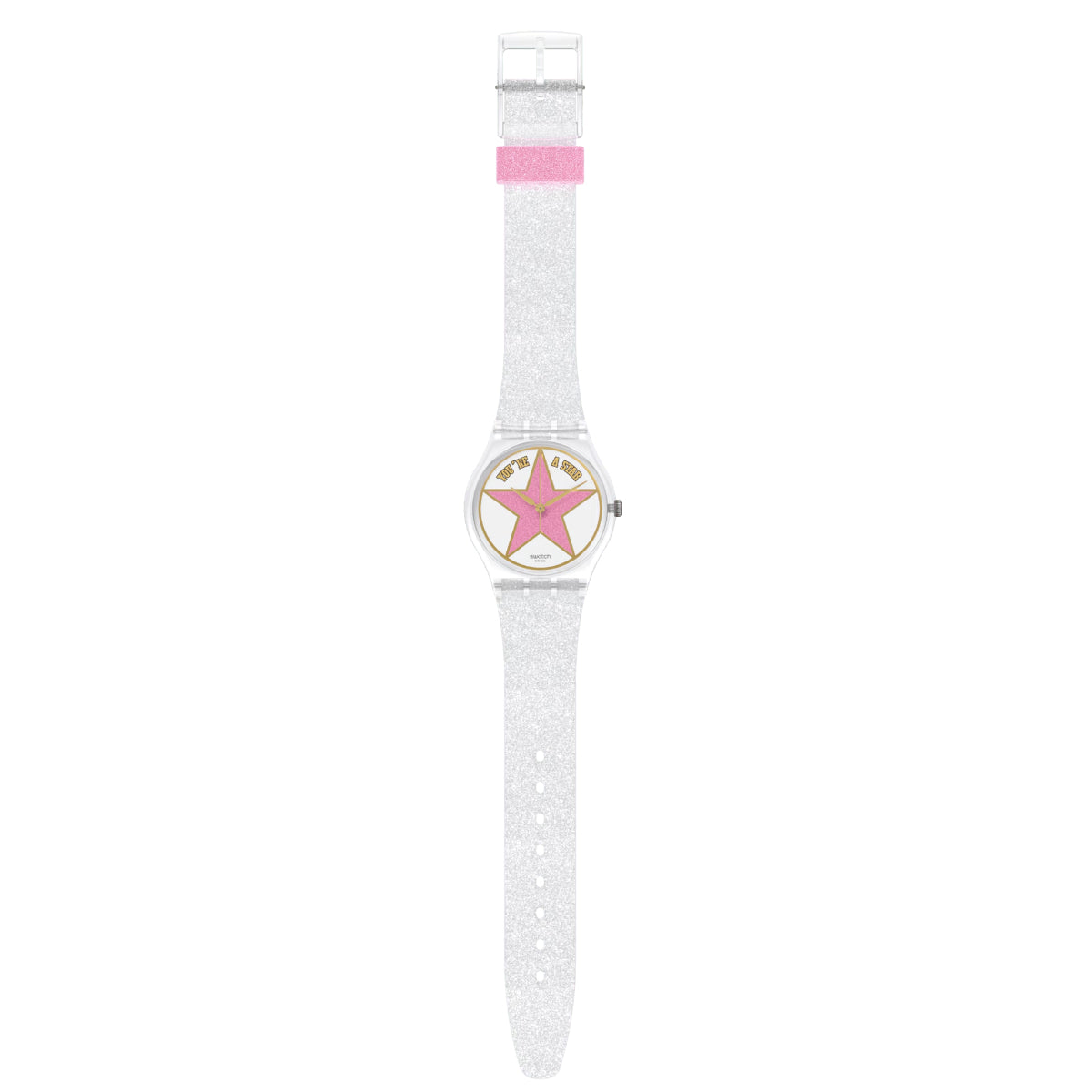 Swatch Star Mom Quartz Pink Dial Silicone Strap Ladies Watch SO28Z108