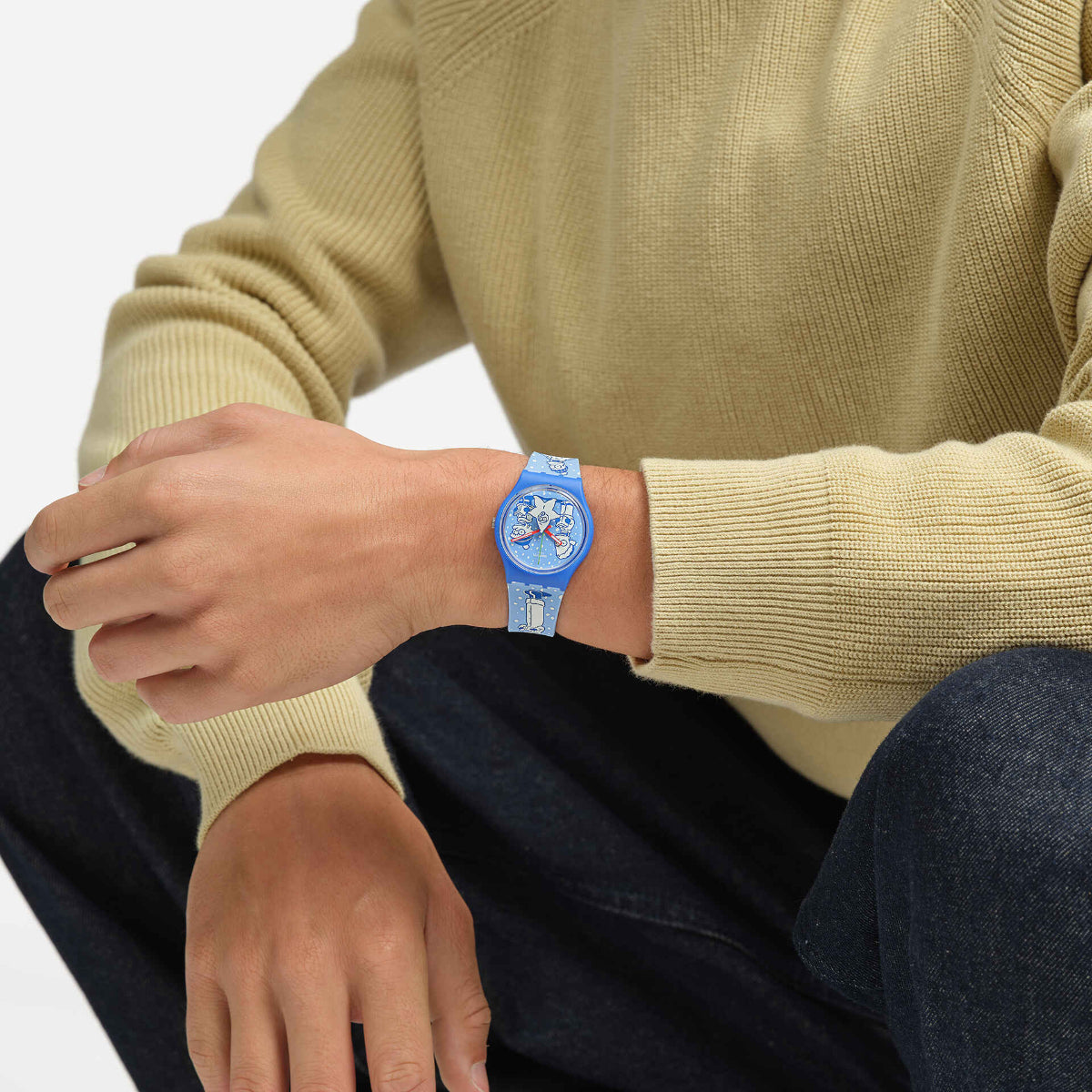 Swatch The Simpsons Collection Tidings Of Joy Quartz Blue Dial Silicone Strap Unisex Watch SO28Z126