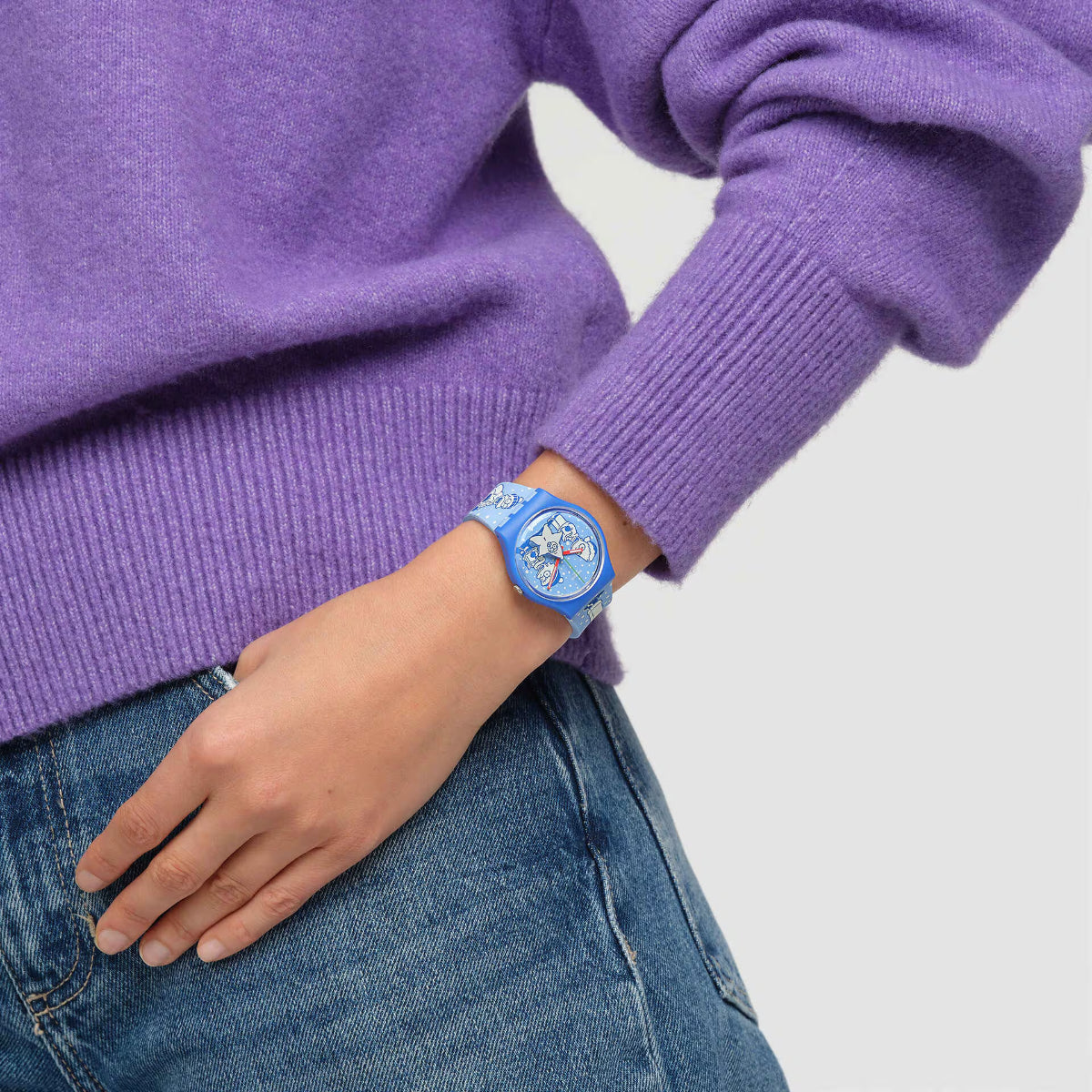 Swatch The Simpsons Collection Tidings Of Joy Quartz Blue Dial Silicone Strap Unisex Watch SO28Z126