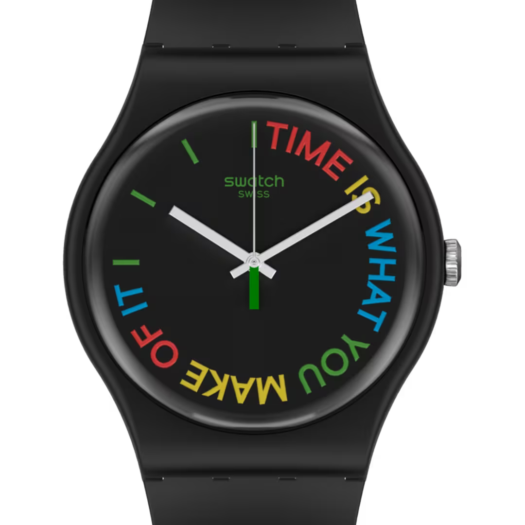 Swatch FREETID Quartz Black Dial Bio Sourced Plastic Strap Watch SO29B103