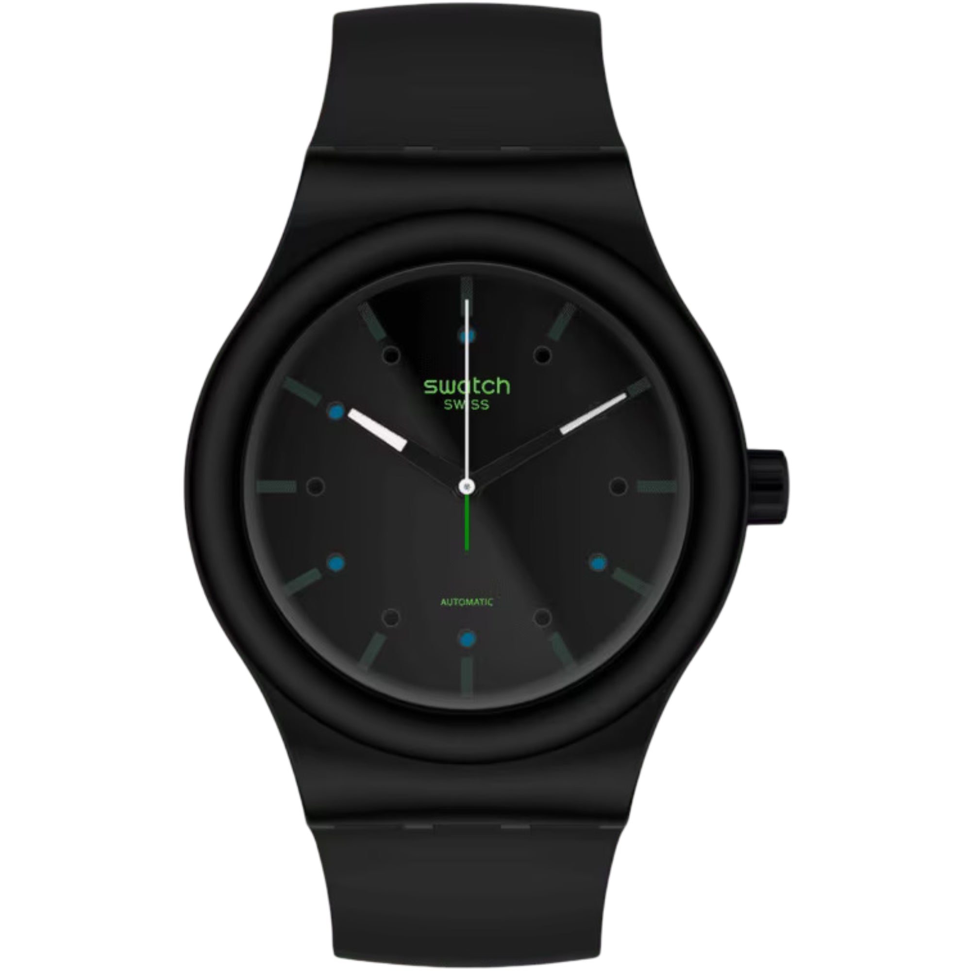 Swatch AM51 Automatic Black Dial Bio Sourced Strap Men's Watch SO30B400
