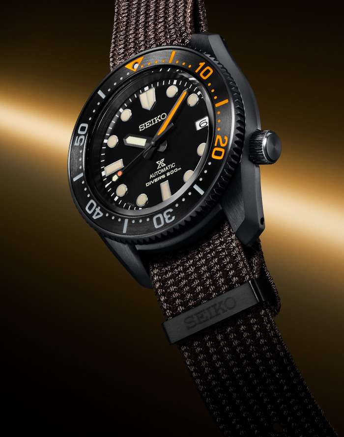 Seiko Prospex Black Series Heritage Collection 1968 Recreation Automatic Black Dial Brown Textile Strap Men's Watch SPB255J1