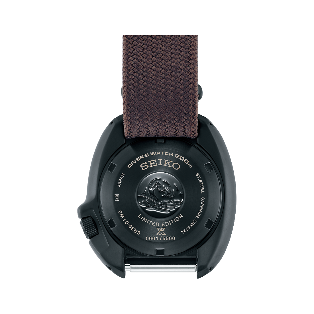 Seiko Prospex Black Series Heritage Collection 1970 Recreation Automatic Black Dial Brown Textile Strap Men's Watch SPB257J1