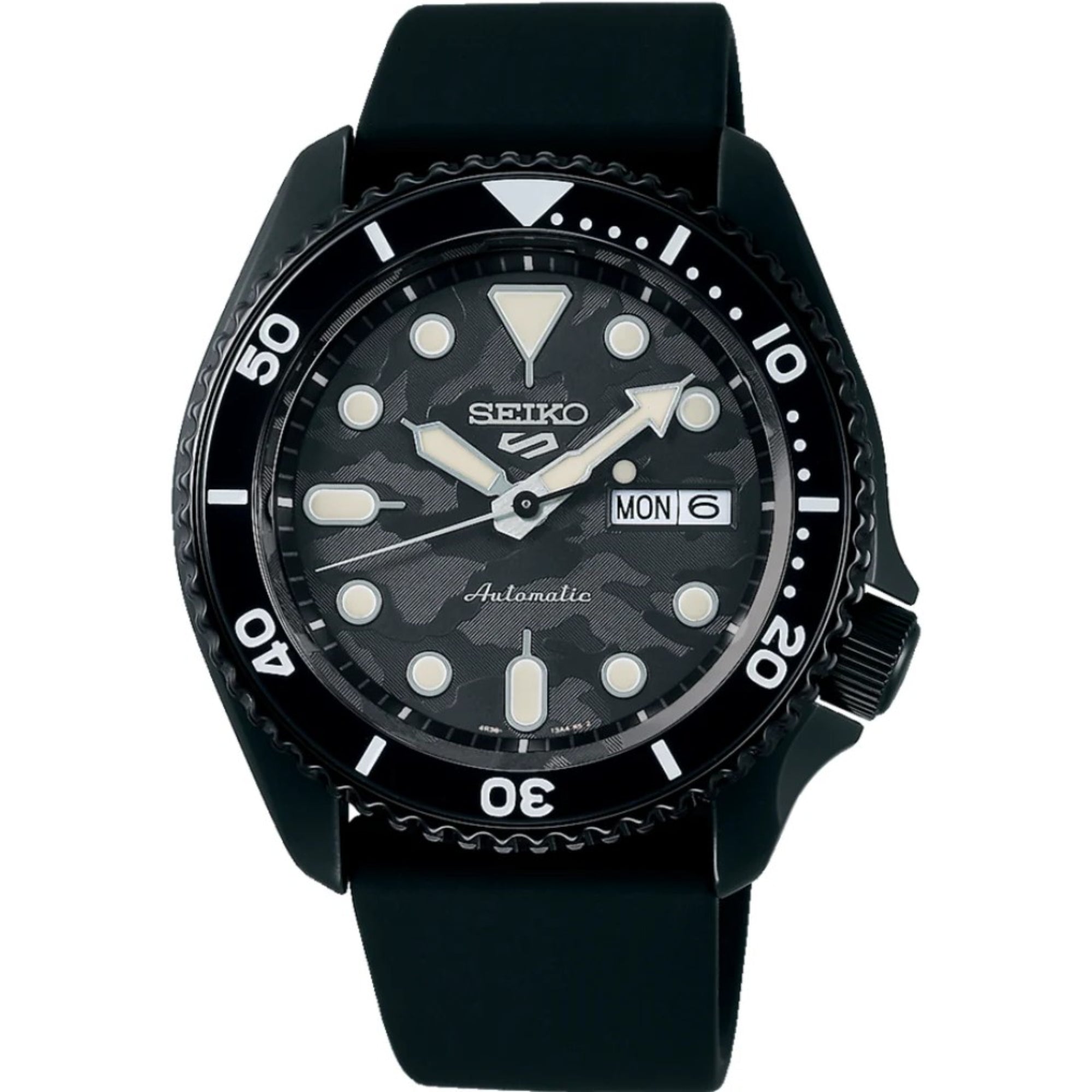 Seiko 5 Sports Yuto Horigome Black Dial Black Silicone Strap Limited Edition Men's Watch SRPJ39K1