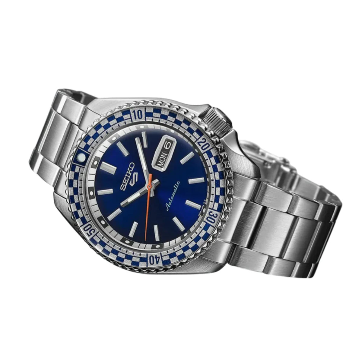 Seiko 5 Sports Checker Flag Automatic Blue Dial Stainless Steel Bracelet Men's Watch SRPK65K1