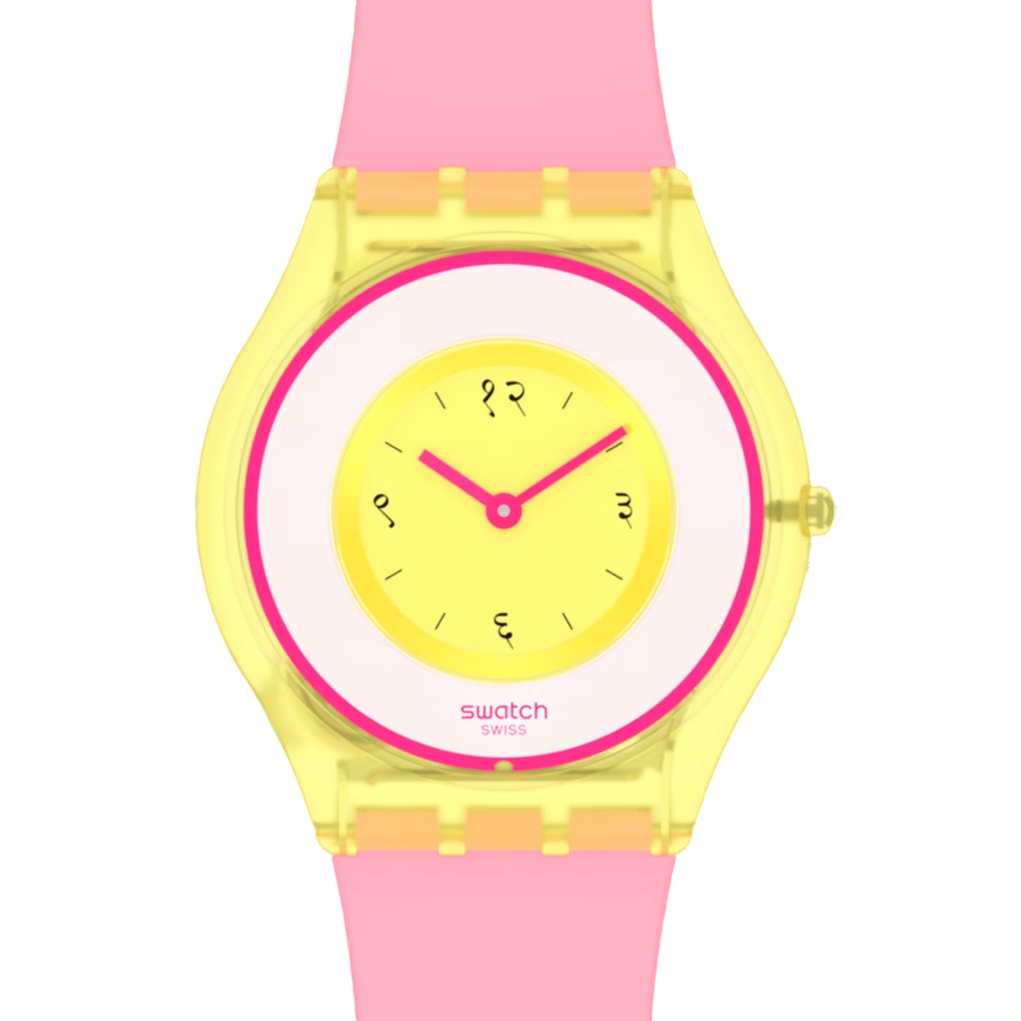 Swatch Supriya Lele India Rose 01 Quartz Yellow Dial Silicone Strap Ladies Watch SS08Z101