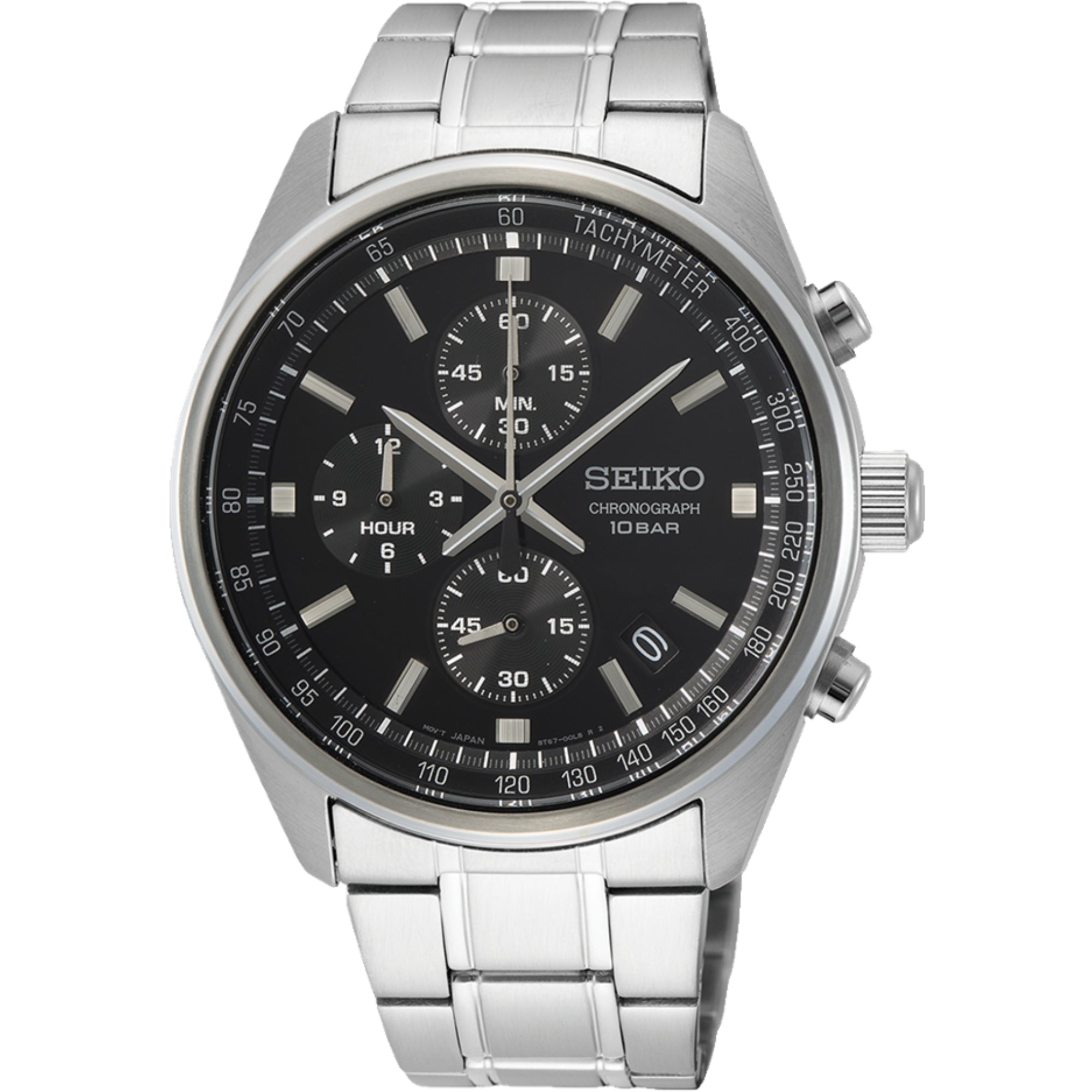 Seiko Conceptual Quartz Chronograph Black Dial Steel Strap Men's Watch SSB379P1