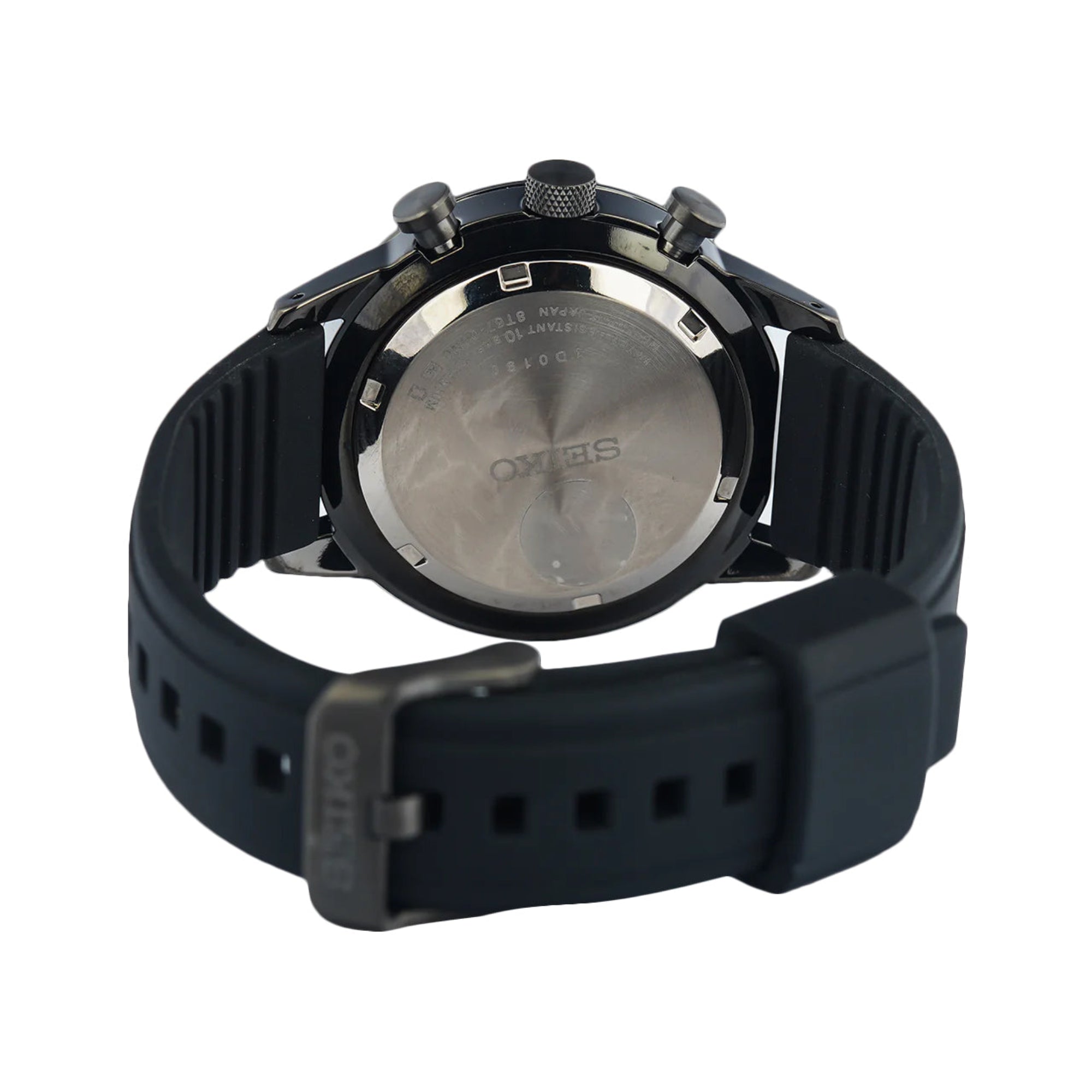 Seiko Conceptual Titanium Chronograph Black Dial Black Silicone Strap Men's Watch SSB393P1