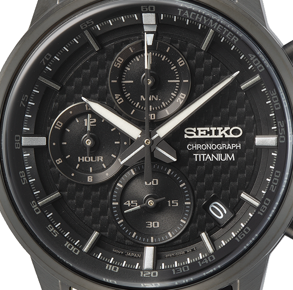 Seiko Conceptual Titanium Chronograph Black Dial Black Silicone Strap Men's Watch SSB393P1