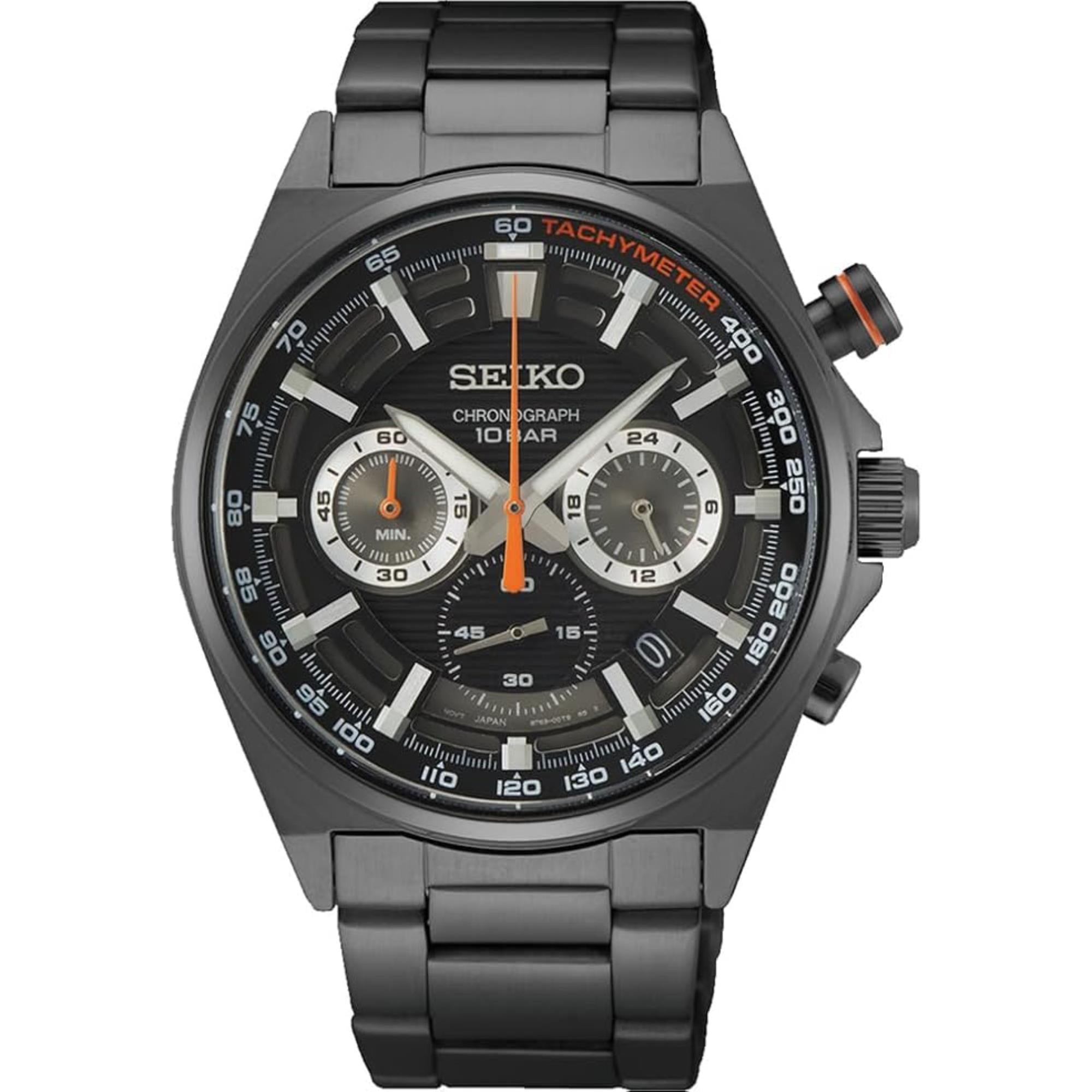 Seiko Chronograph Quartz Black Dial Steel Strap Men's Watch SSB399P1
