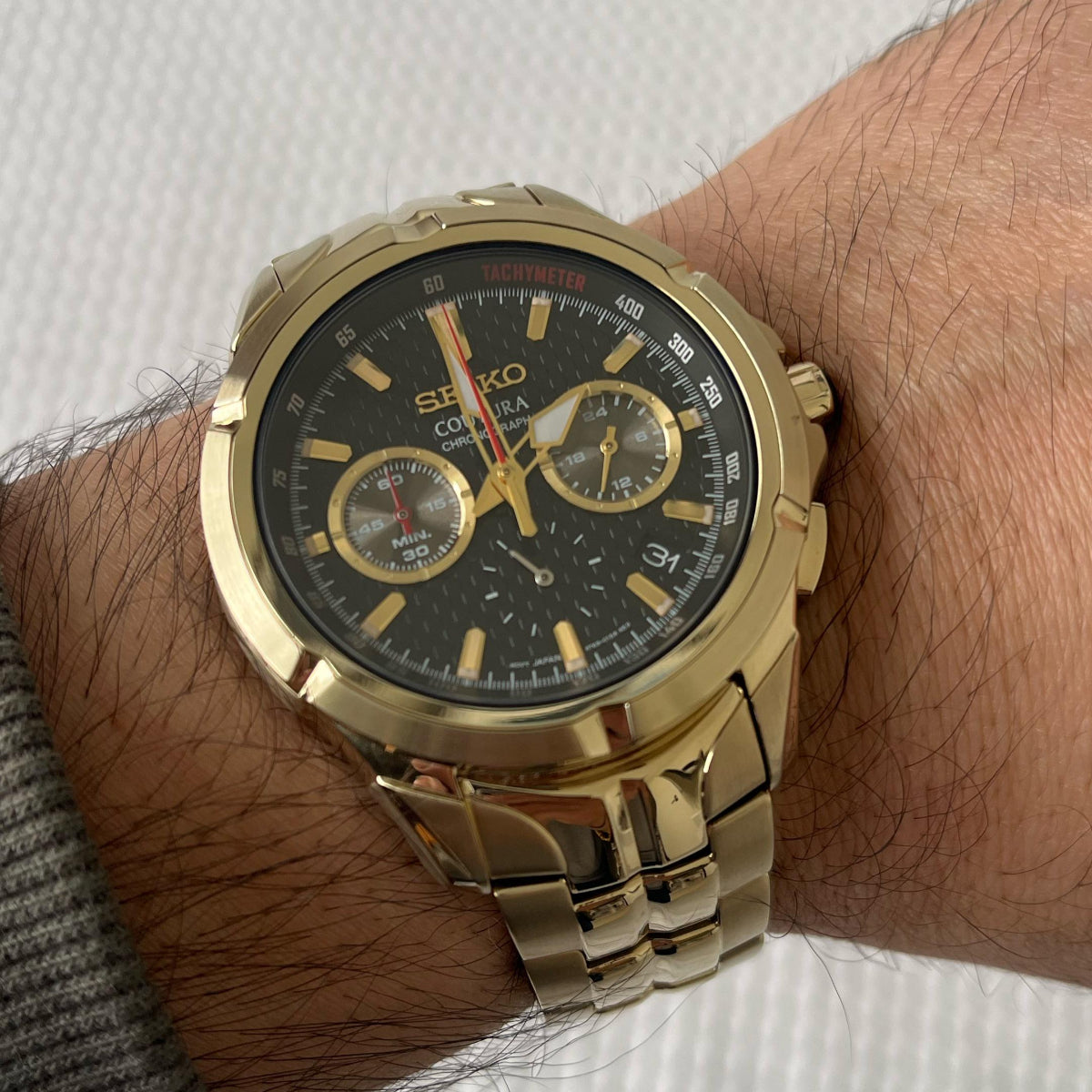 Seiko Coutura Chronograph Black Dial Stainless Steel Strap Men's Watch SSB440P1