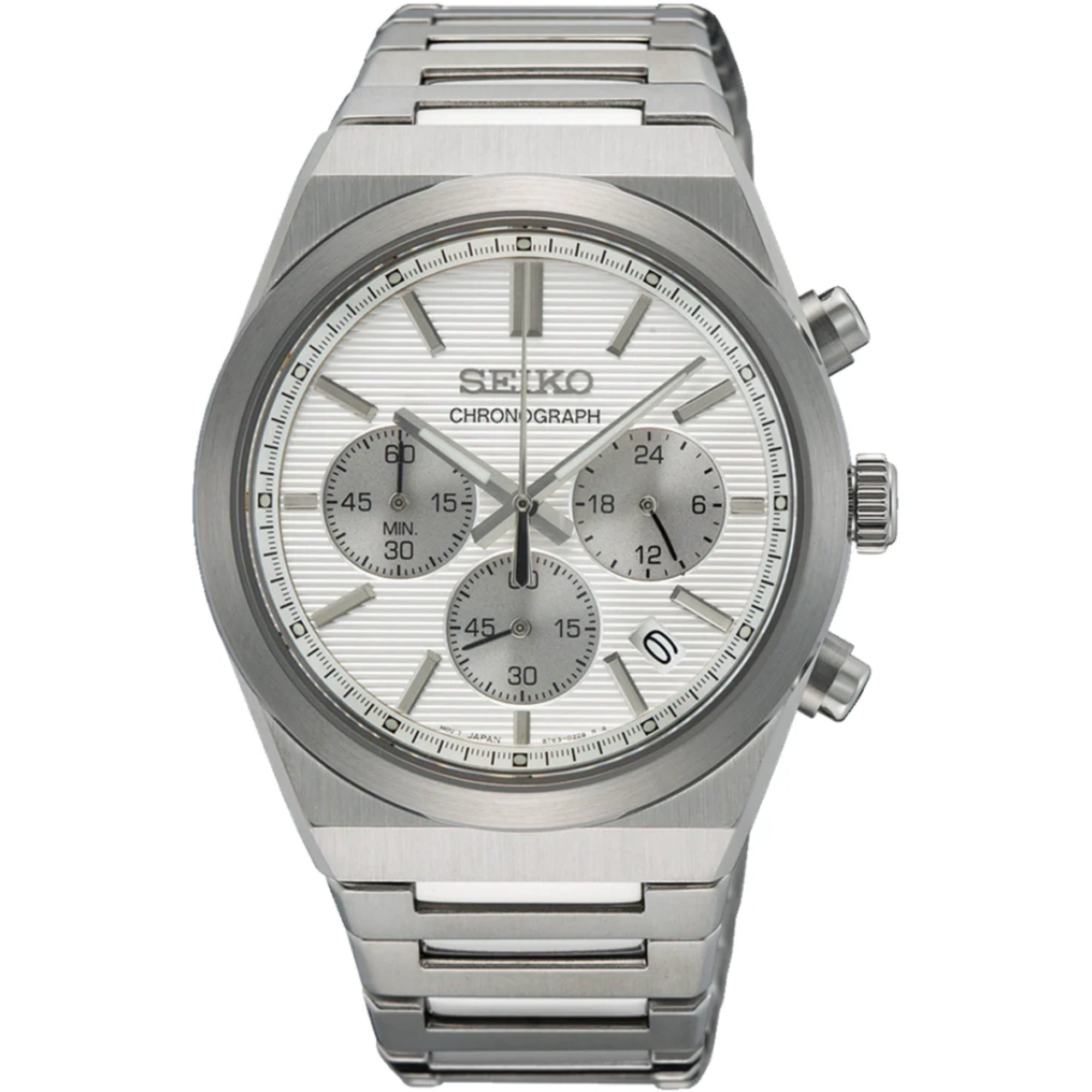 Seiko Essentials 40mm Chronograph Silver Dial Steel Mens Quartz Watch SSB451P1