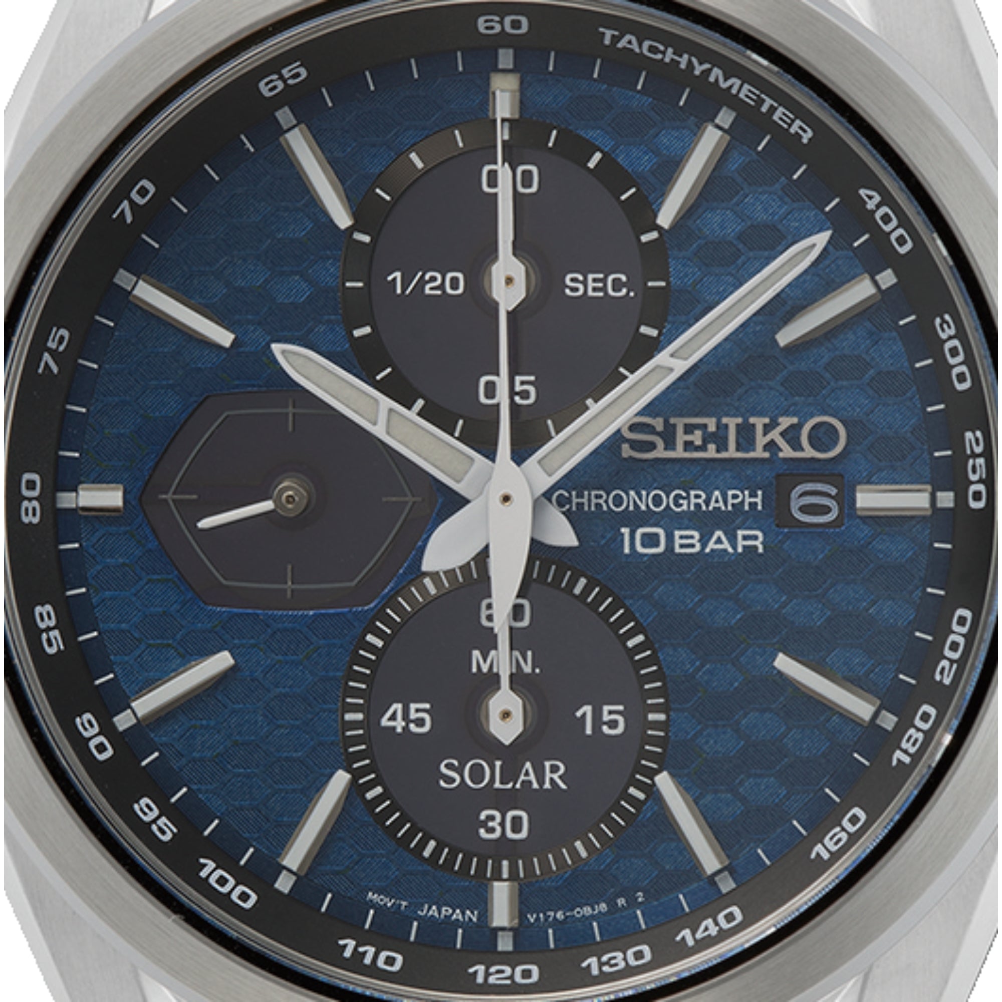 Seiko Conceptual Solar Quartz Blue Chronograph Dial Steel Bracelet Men's Watch SSC801P1