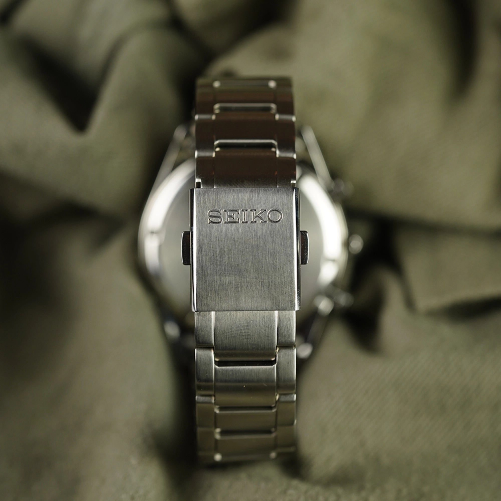 Seiko Conceptual Solar Quartz Black Chronograph Dial Steel Bracelet Men's Watch SSC803P1