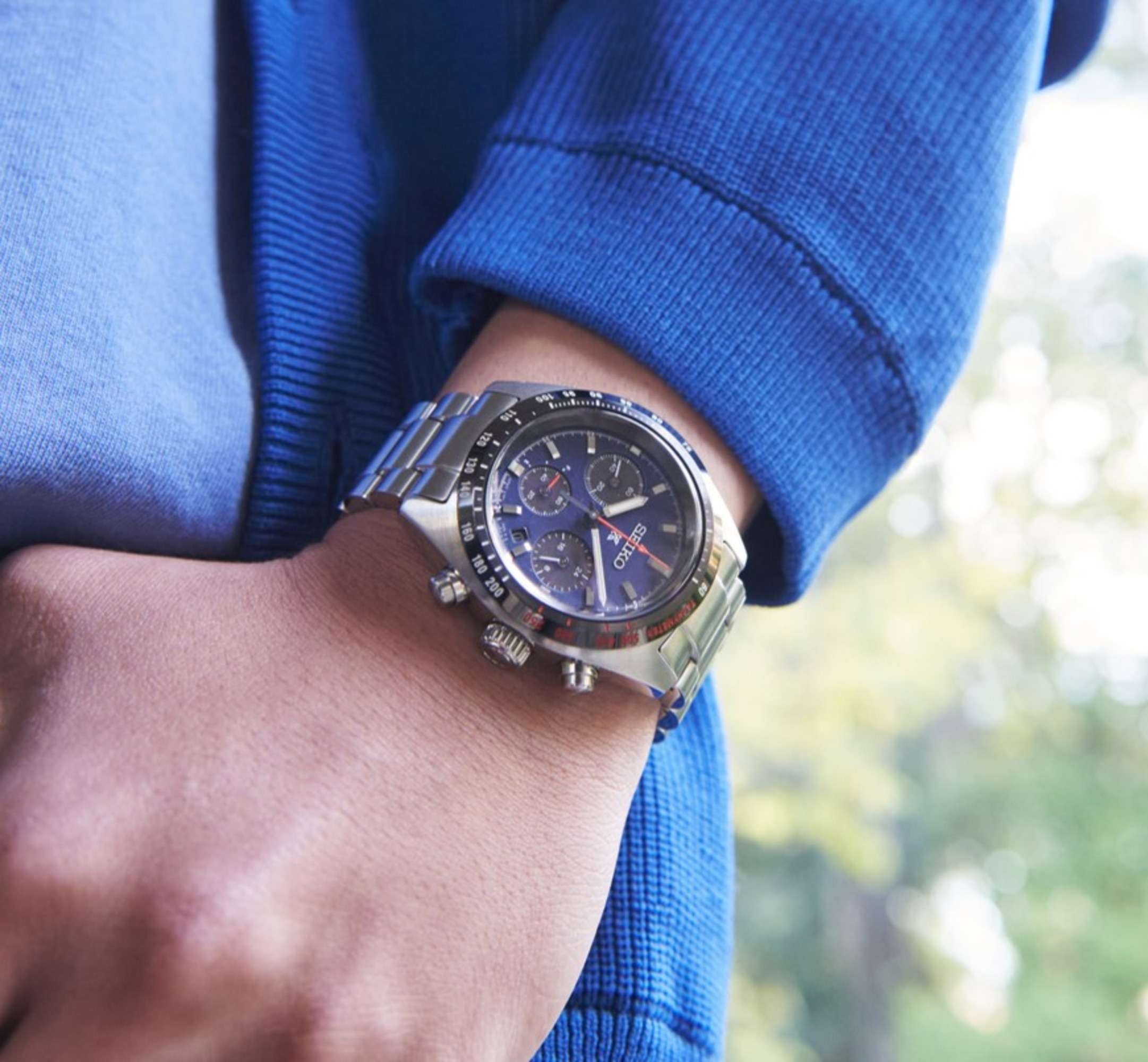 Seiko Prospex Speedtimer 1969 Recreation Solar Quartz Blue Dial Steel Bracelet Men's Watch SSC815P1