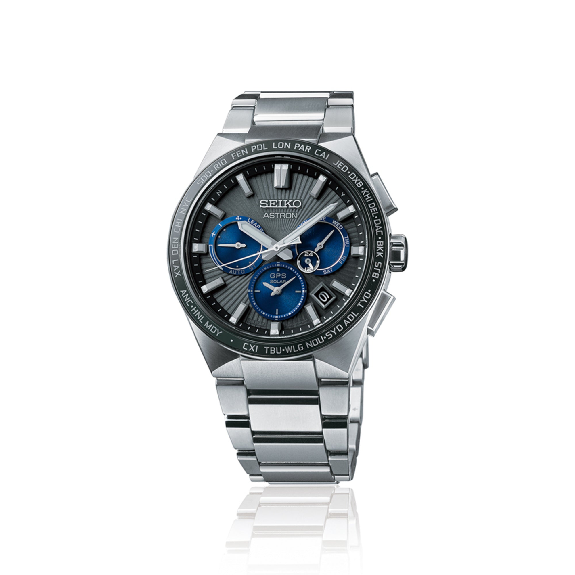 Seiko Astron "Sunray Dark Night" Black Dial Titanium Bracelet Men's Watch SSH119J1