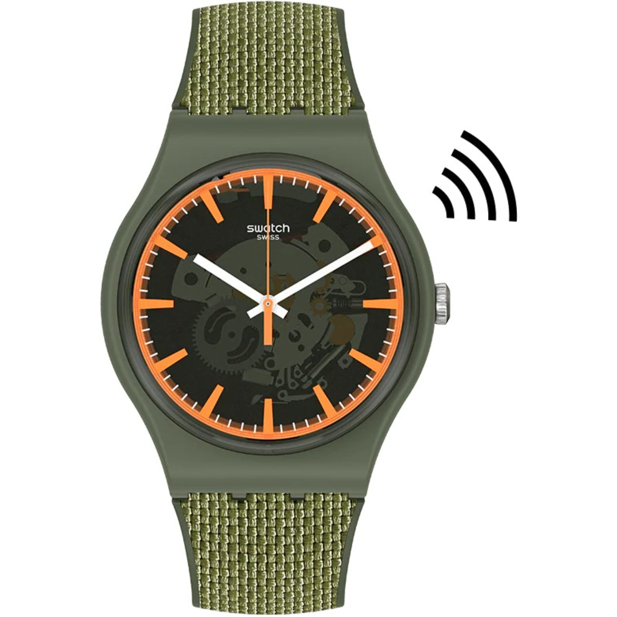 Swatch SwatchPAY! BnWPAY! Quartz Green Dial Green Silicone Strap Unisex Watch SVIG100-5300