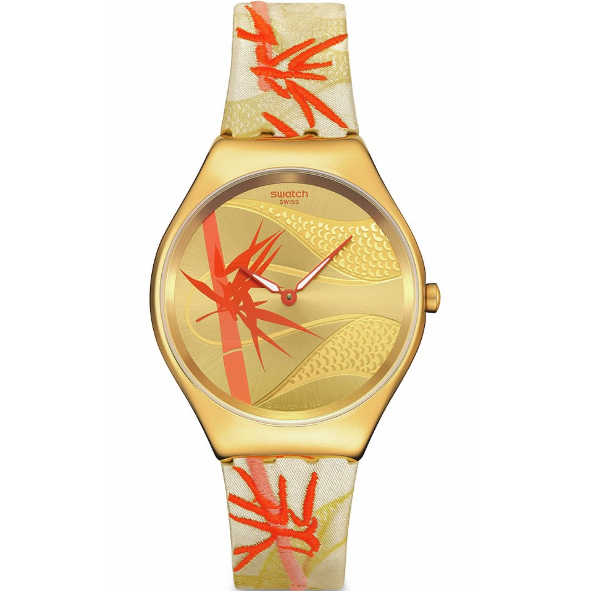 Swatch SKIN Golden Red Year of the Snake Bamboo Unisex Watch SYXZ105