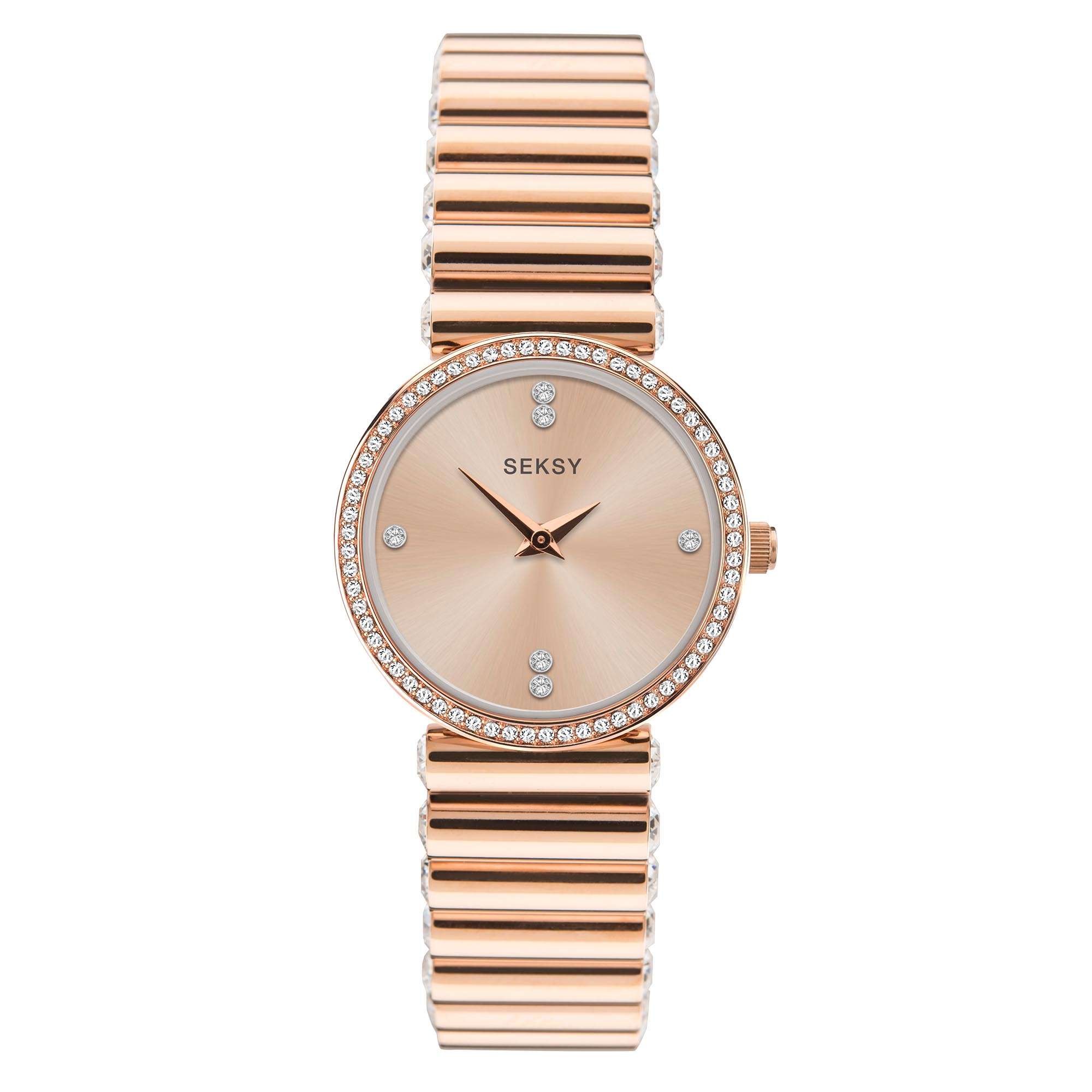 Seksy Edge Quartz Rose Gold Dial Rose Gold Stainless Steel Bracelet Ladies Watch 40046