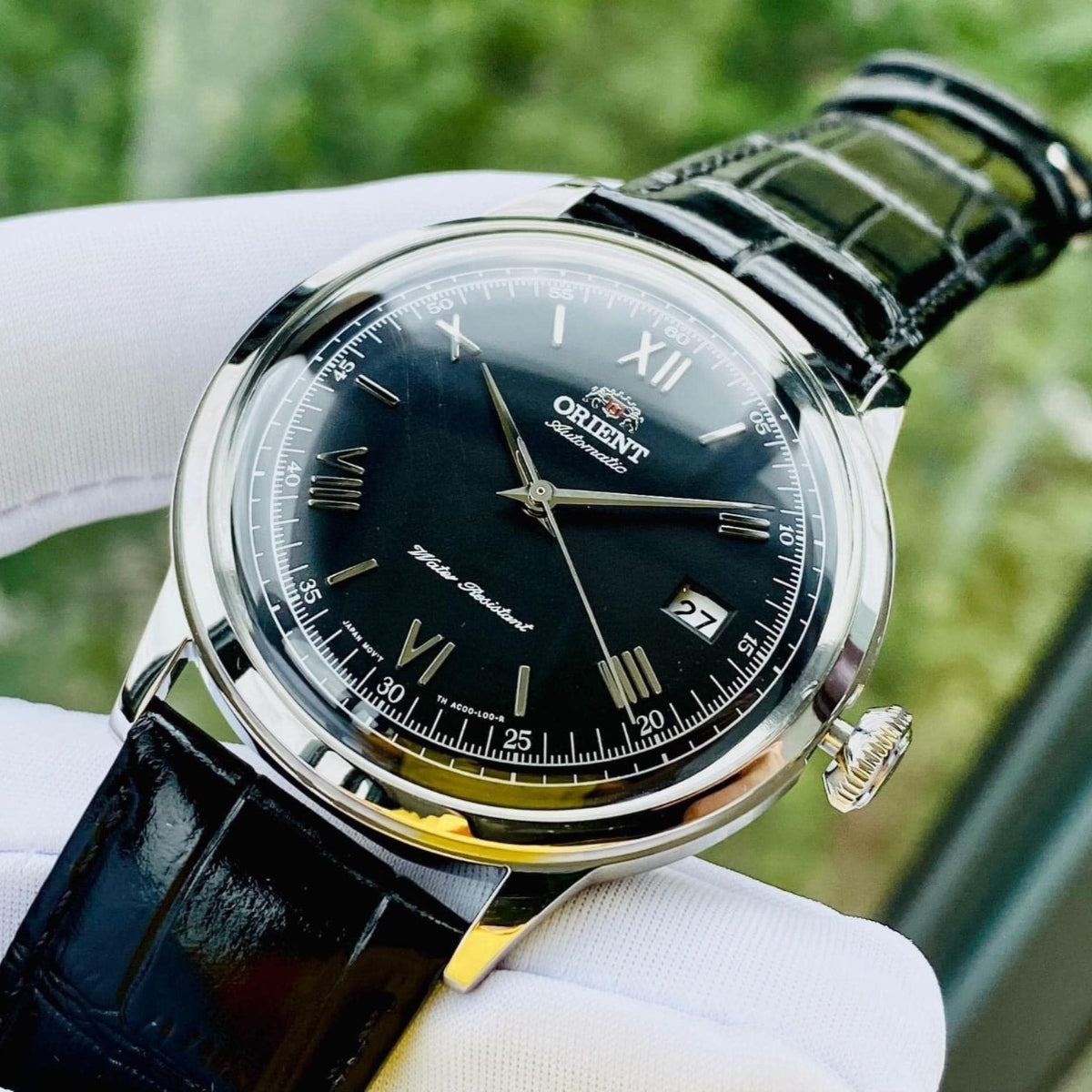 ORIENT Classic Bambino 2nd Generation Version 2 Automatic Black Dial Leather Strap Men's Watch TAC0000AB0