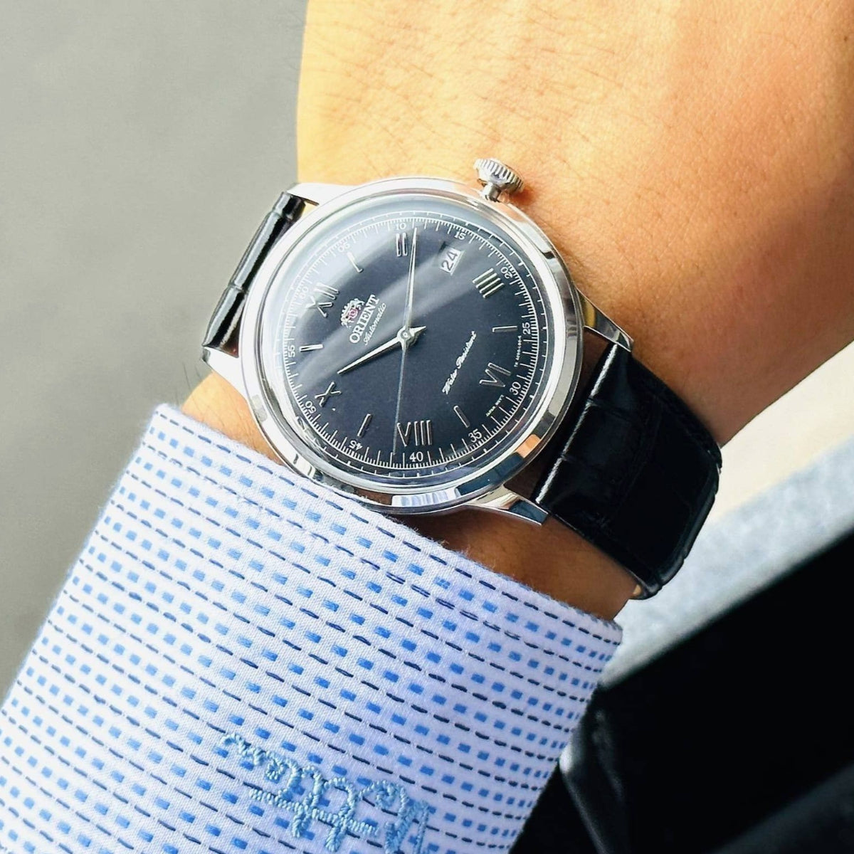 ORIENT Classic Bambino 2nd Generation Version 2 Automatic Black Dial Leather Strap Men's Watch TAC0000AB0