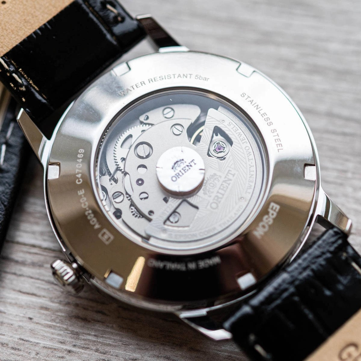 Orient Contemporary Open Heart Automatic Black Dial Leather Strap Men’s Watch TAG02004B0