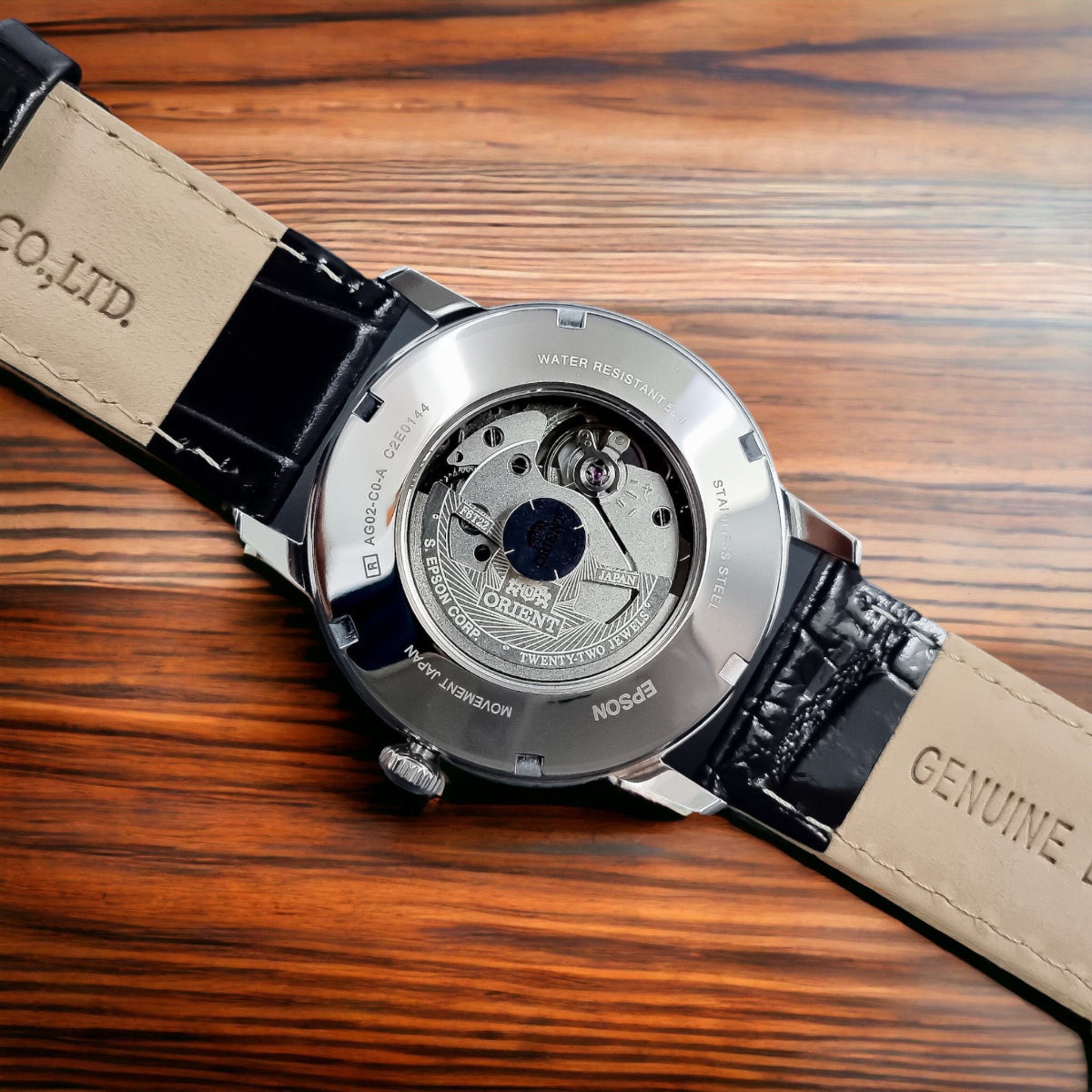 Orient Contemporary Open Heart Automatic Black Dial Leather Strap Men’s Watch TAG02004B0