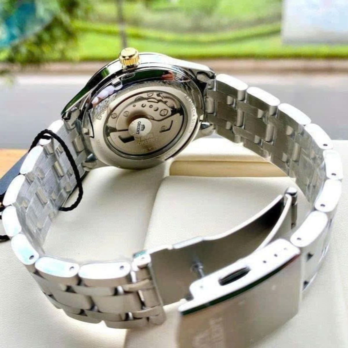 Orient Contemporary Open Heart Black Dial Steel Strap Men's Watch TAG03002B0