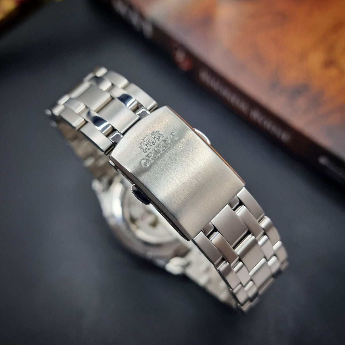 Orient Contemporary Open Heart Black Dial Steel Strap Men's Watch TAG03002B0